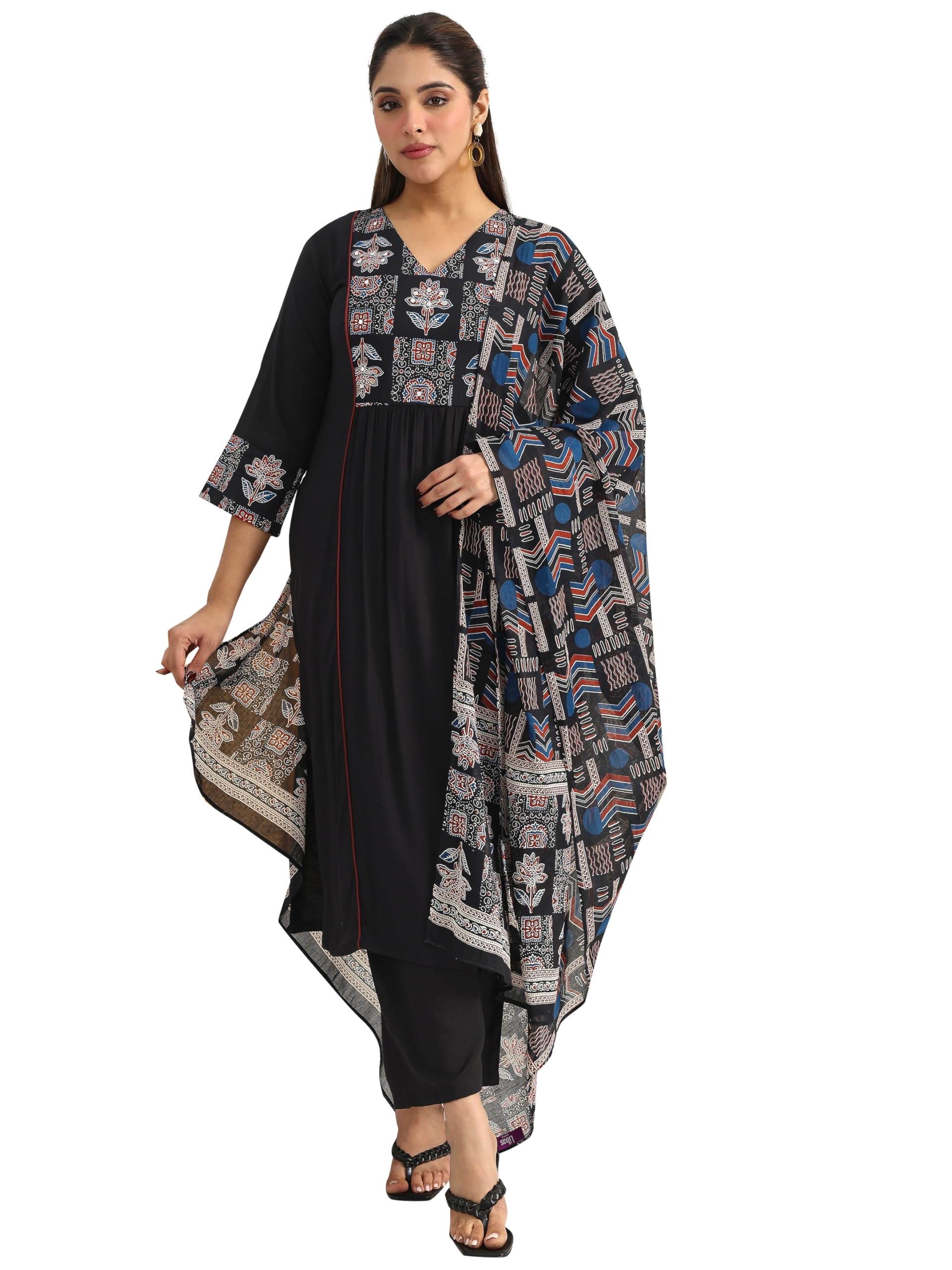 Yoke Design Cotton A Line Kurta With Palazzo and Dupatta | daily wear suit-picture-26