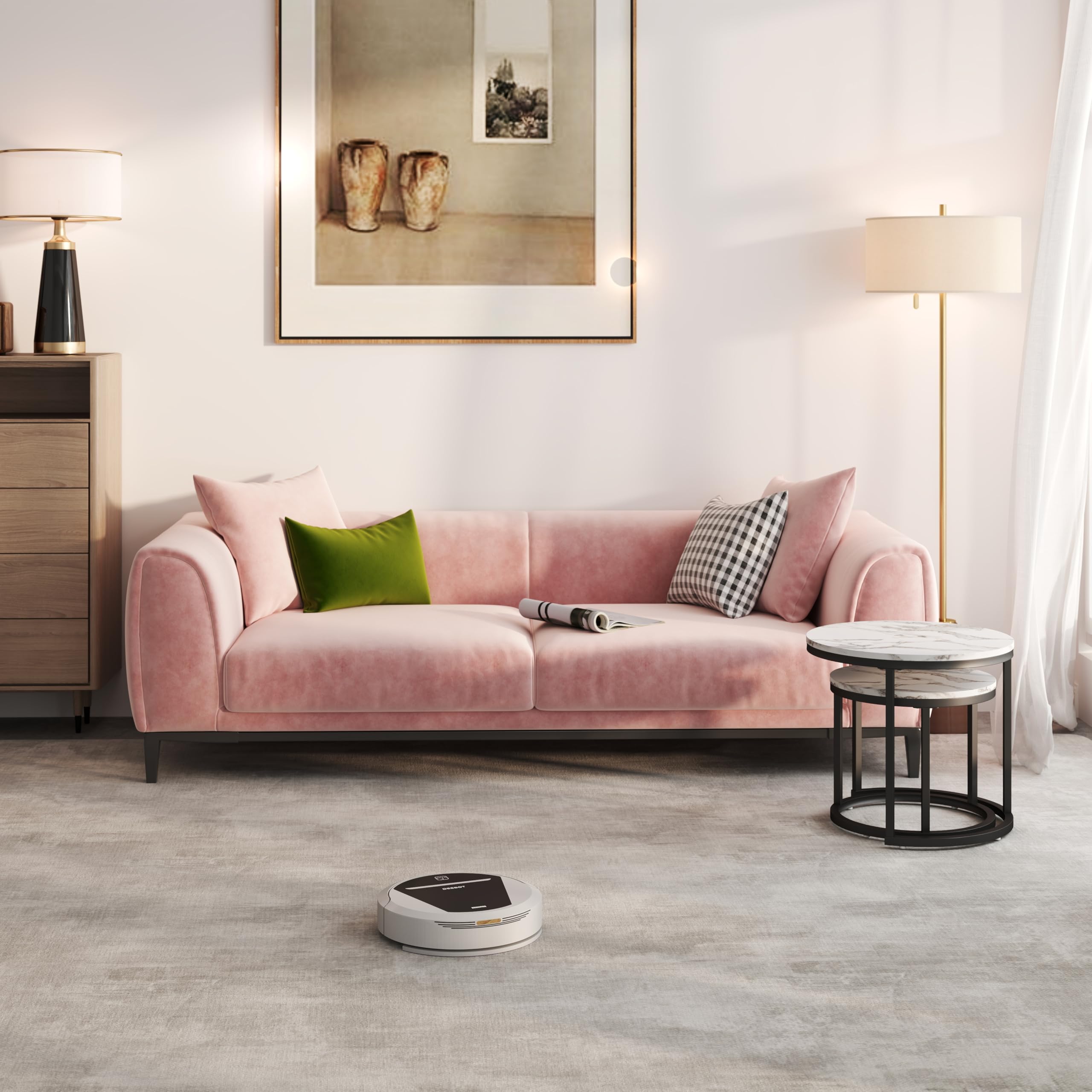 Tavolini da Salotto set di 2 pezzi, Marmo Effetto Texture Tavolo Rotondo, cornice nera Tavolino da Salotto Moderno, Tavolino Salotto Bianco accomodabilee