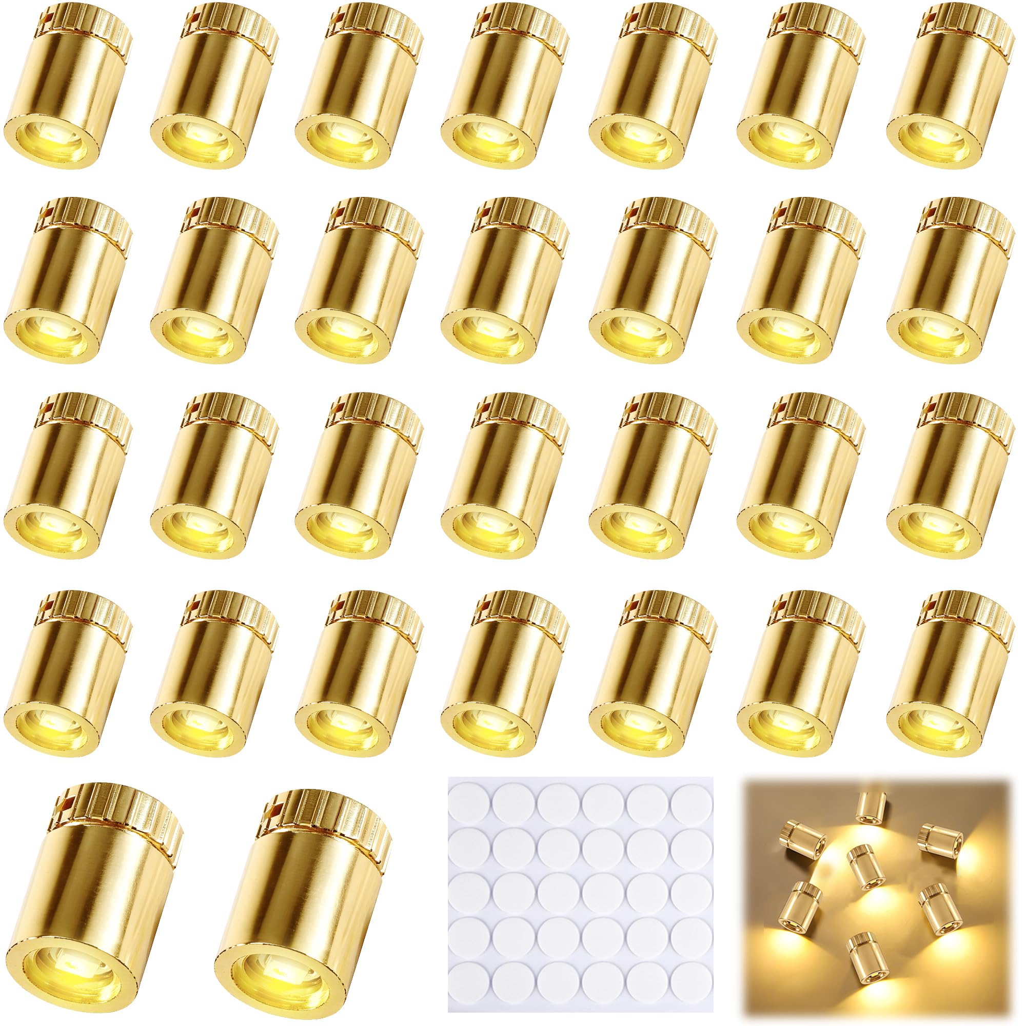 Joycabin 30 Stück Mini LED Lichter für Puppenhäuser, Gold Mini-Lichter zum Selbermachen, mini Lichter zum Basteln, Miniatur Lichter für Vitrinen, Spielzeug Bausteine (Warmweiß)