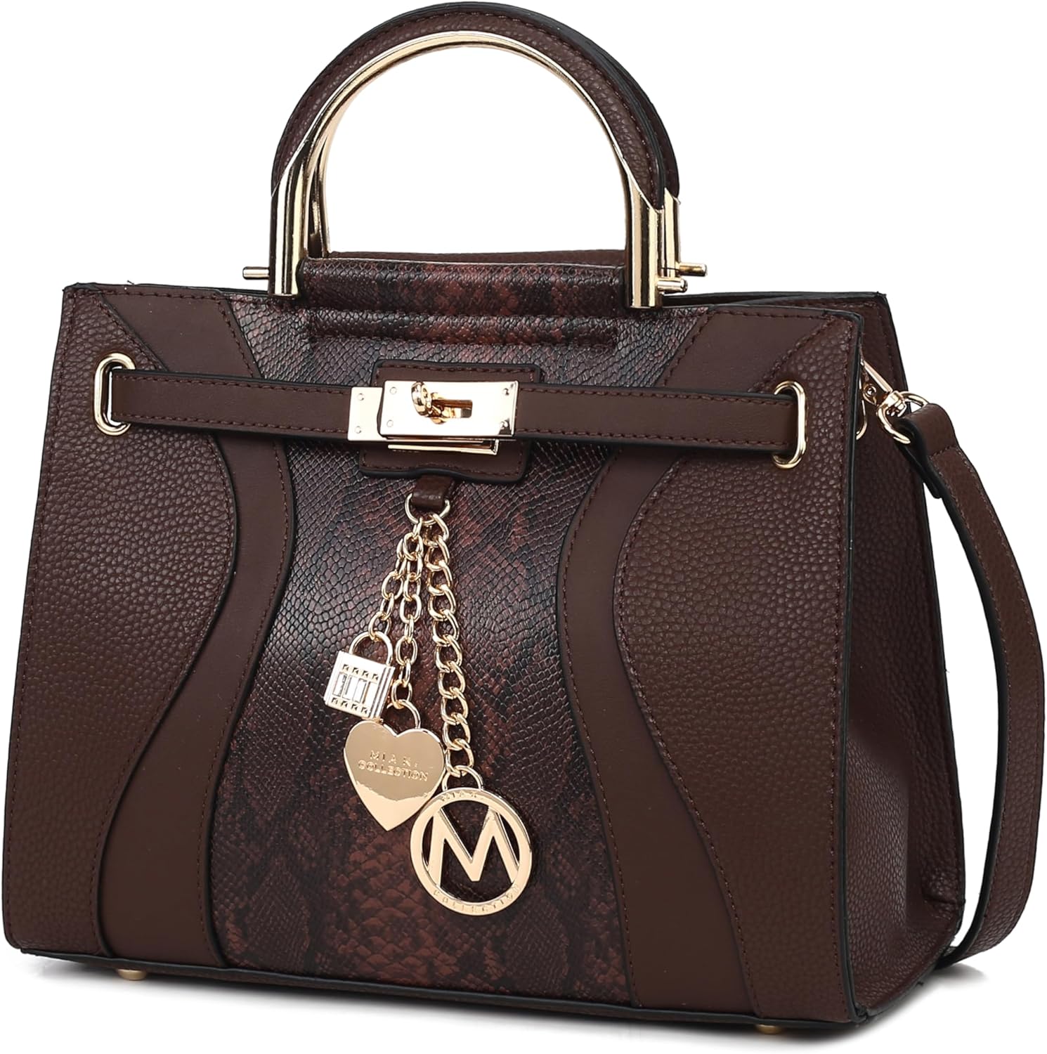 MKF Crossbody Satchel Bags for Women – PU Leather Pocketbook Handbag – Shoulder Strap, Lady Top Handles Purse