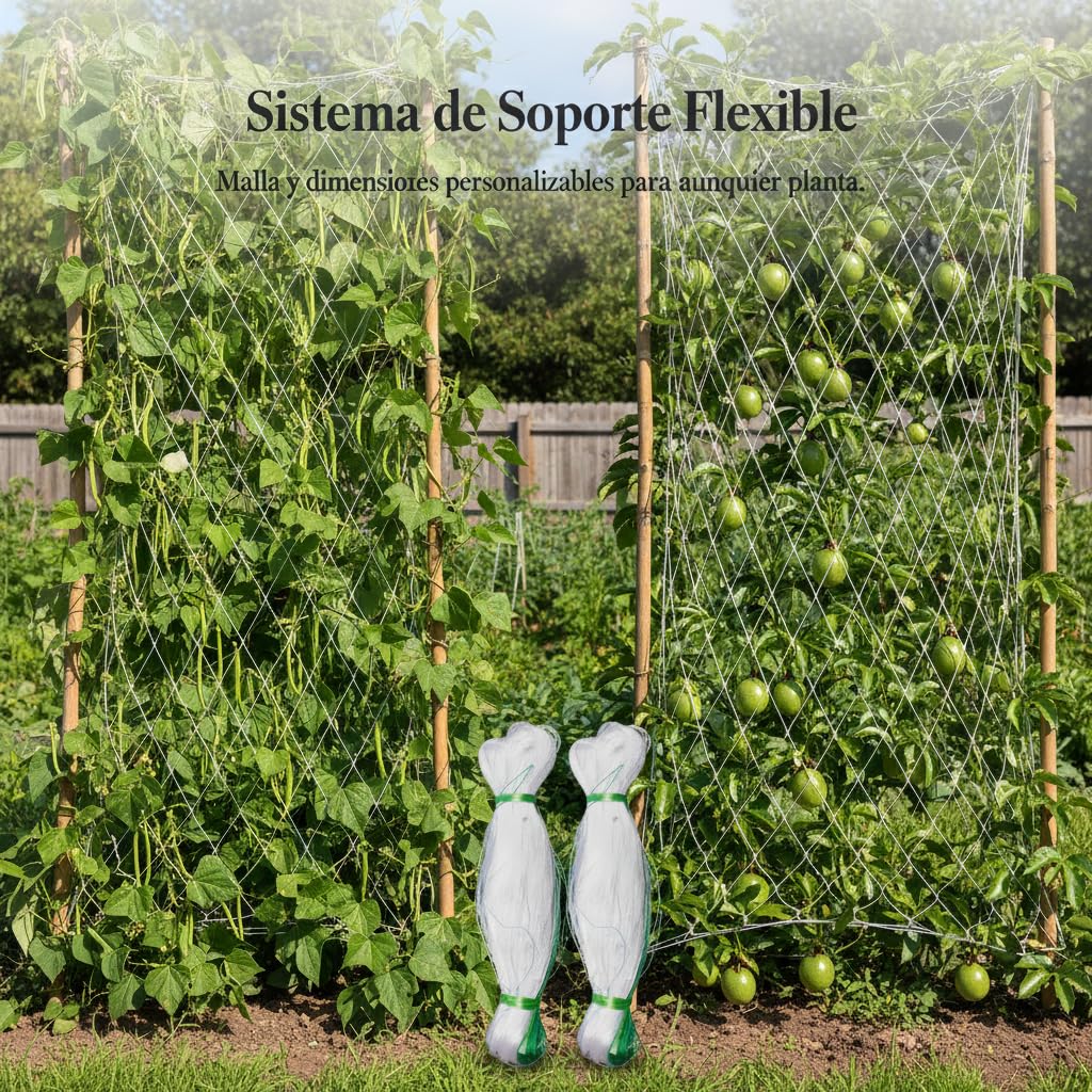 Malla para Guiar Plantas Trepadoras, Soporte Robusto para Cultivo Agrícola, Enrejado Plantas trepadoras, Grueso de Seis hebras, 5m*100m, 30 Agujeros (para Pepino y Calabaza amarga)