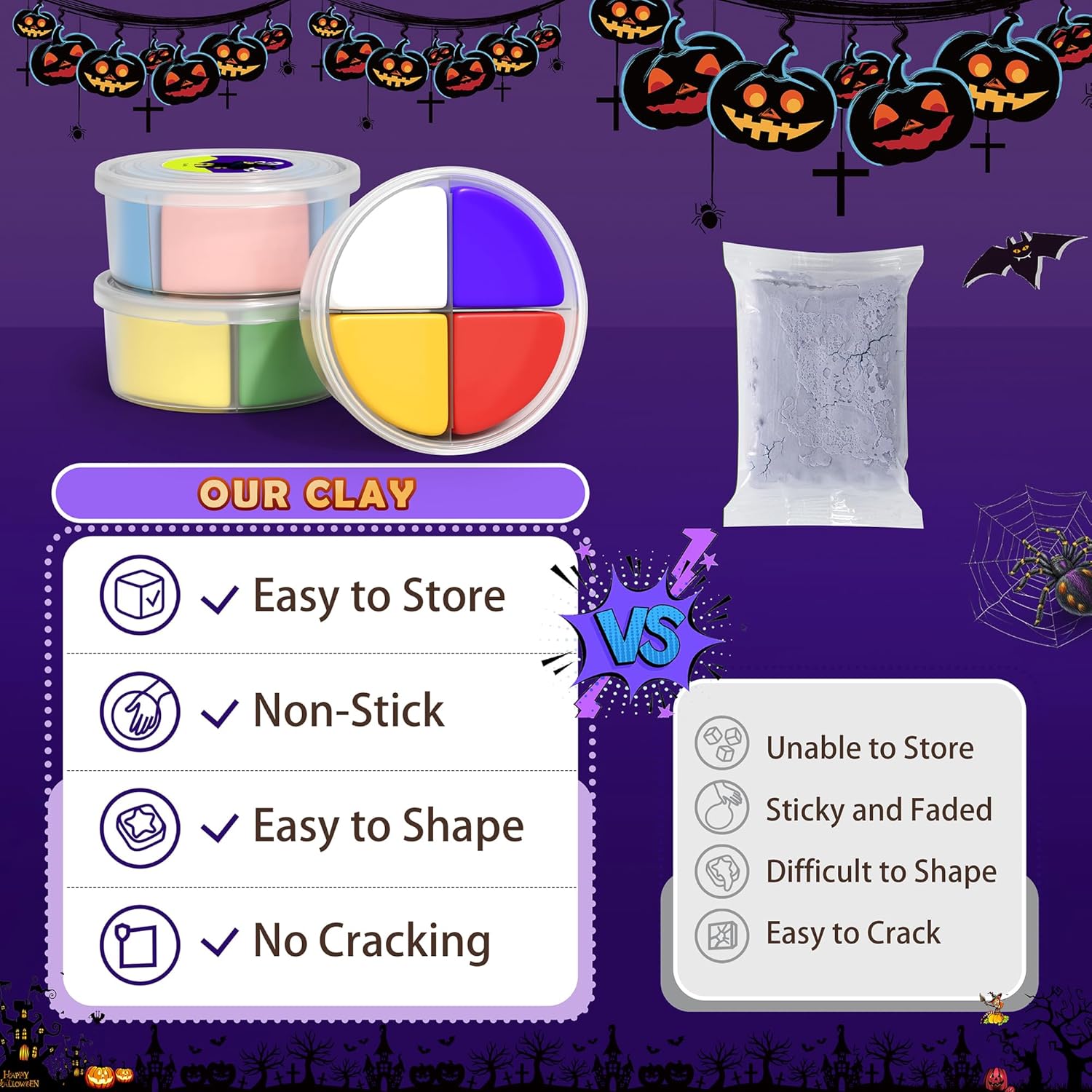 Air Dry Clay Kit - Halloween Theme, Modeling Clay for Kids, DIY Model Magic Clay with Sculpting Tools and Tutorials,12 Boxes Molding Clay, Ultra Light, Soft & Non-Sticky, Arts and Crafts Gift for Kids
