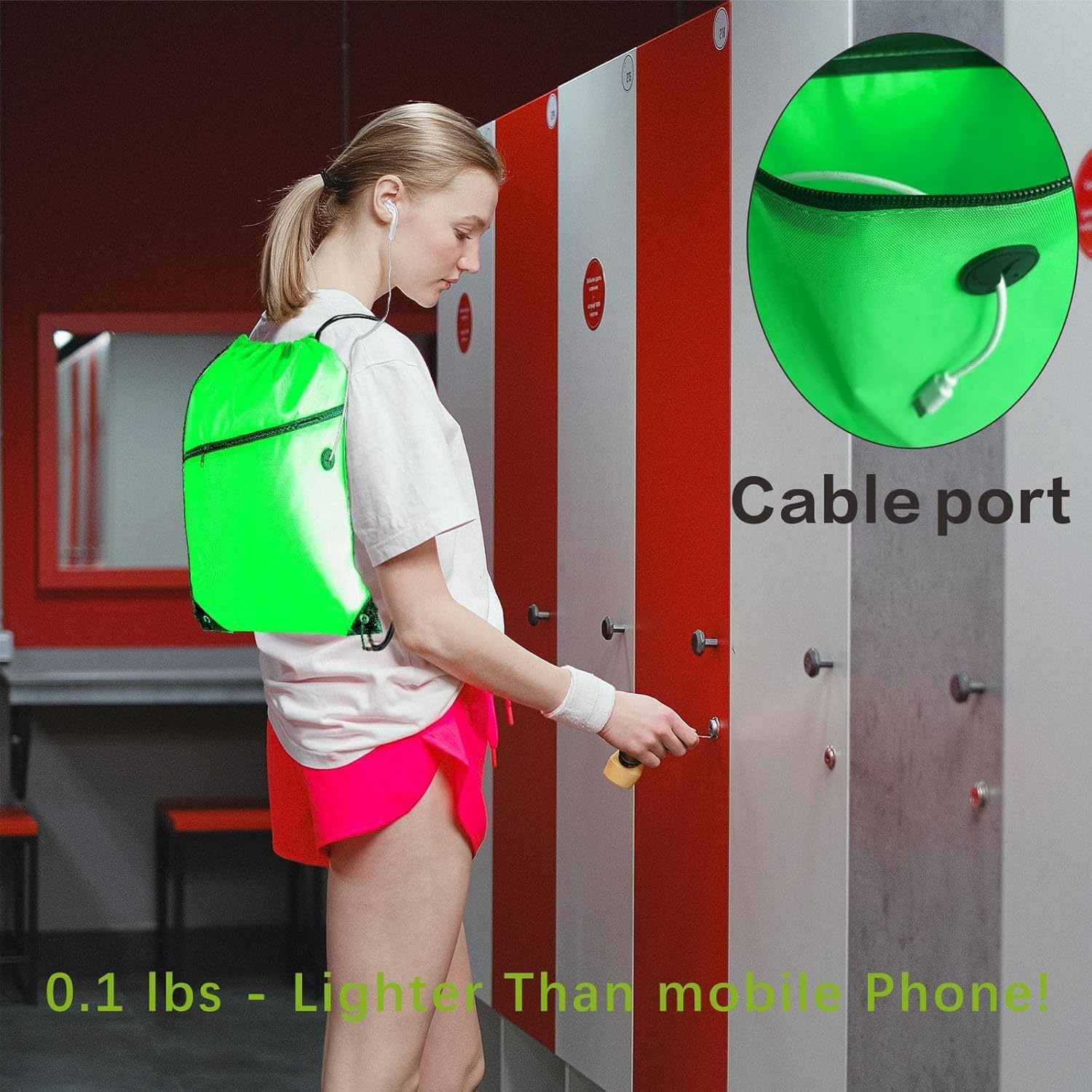 CODOBON Gym Drawstring Backpack with Zipper Pocket - Durable Cinch Sack for Swimming, Sports & Travel - Bulk Drawstring Bags for Men & Women (20, Green) - Image 5