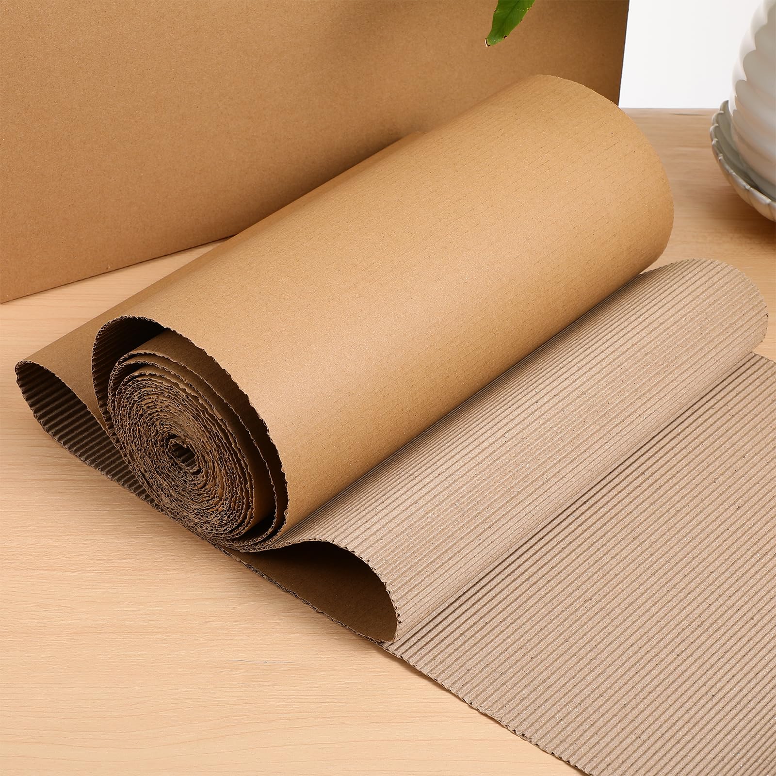 Rouleau De Carton Ondulé 30.5 X 500 Cm Papier Kraft ÉCologique Pour packing Bricolage Protection Et Stockage RéSistant À L'Eau Et Aux DéChirures