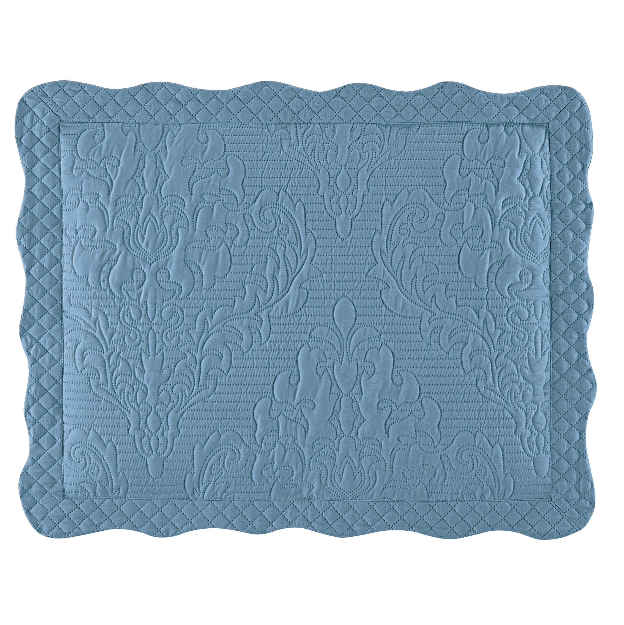 Collections Etc Lovely Victoria Damask Textured Design Scalloped Edge Pillow Sham