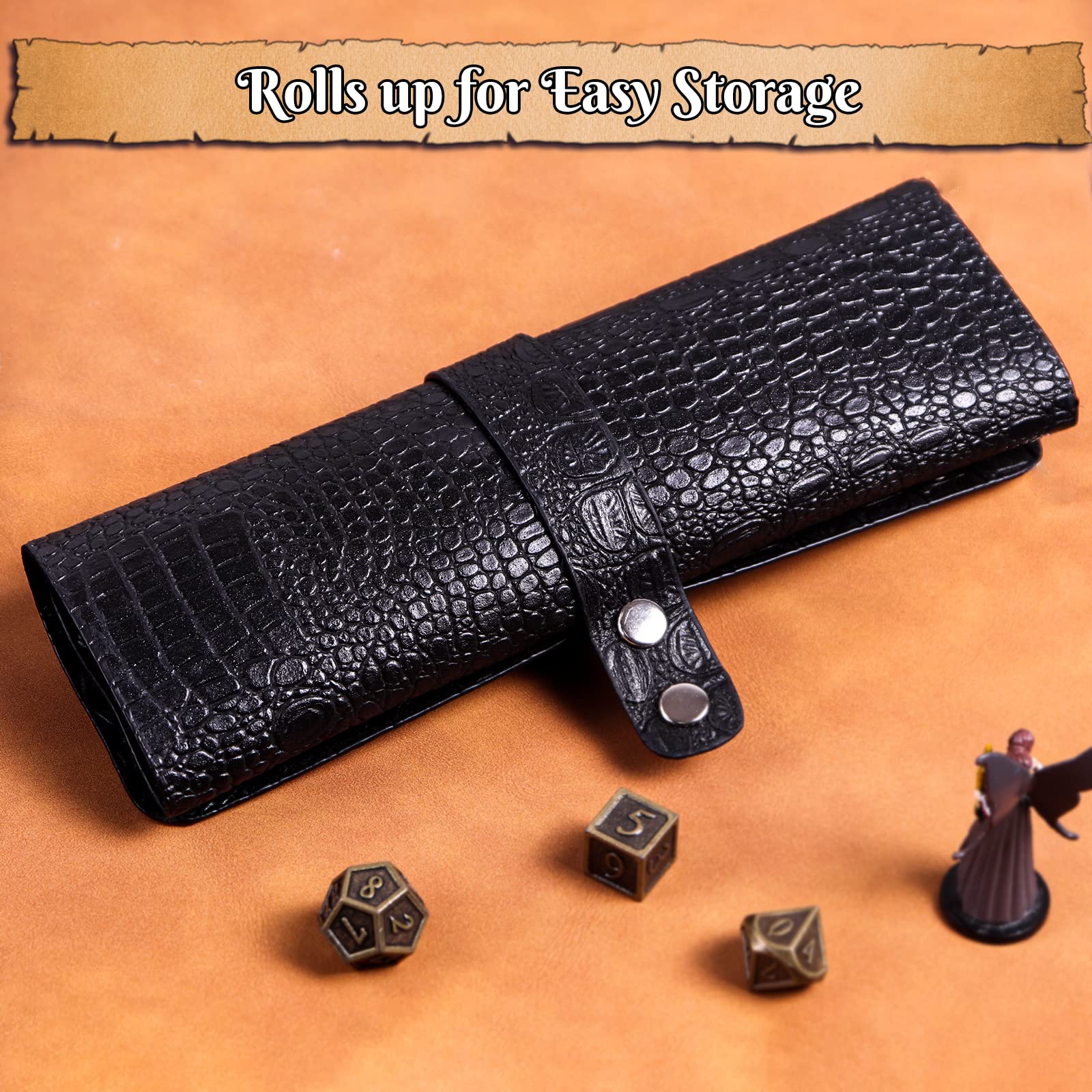 MDN 2 En 1 Bolsa Y Bandeja De Dados De Cuero PU – Bolsa De Dados Con Ojos Brillantes En La Oscuridad, Ideal Para Juegos De Rol Y Coleccionistas