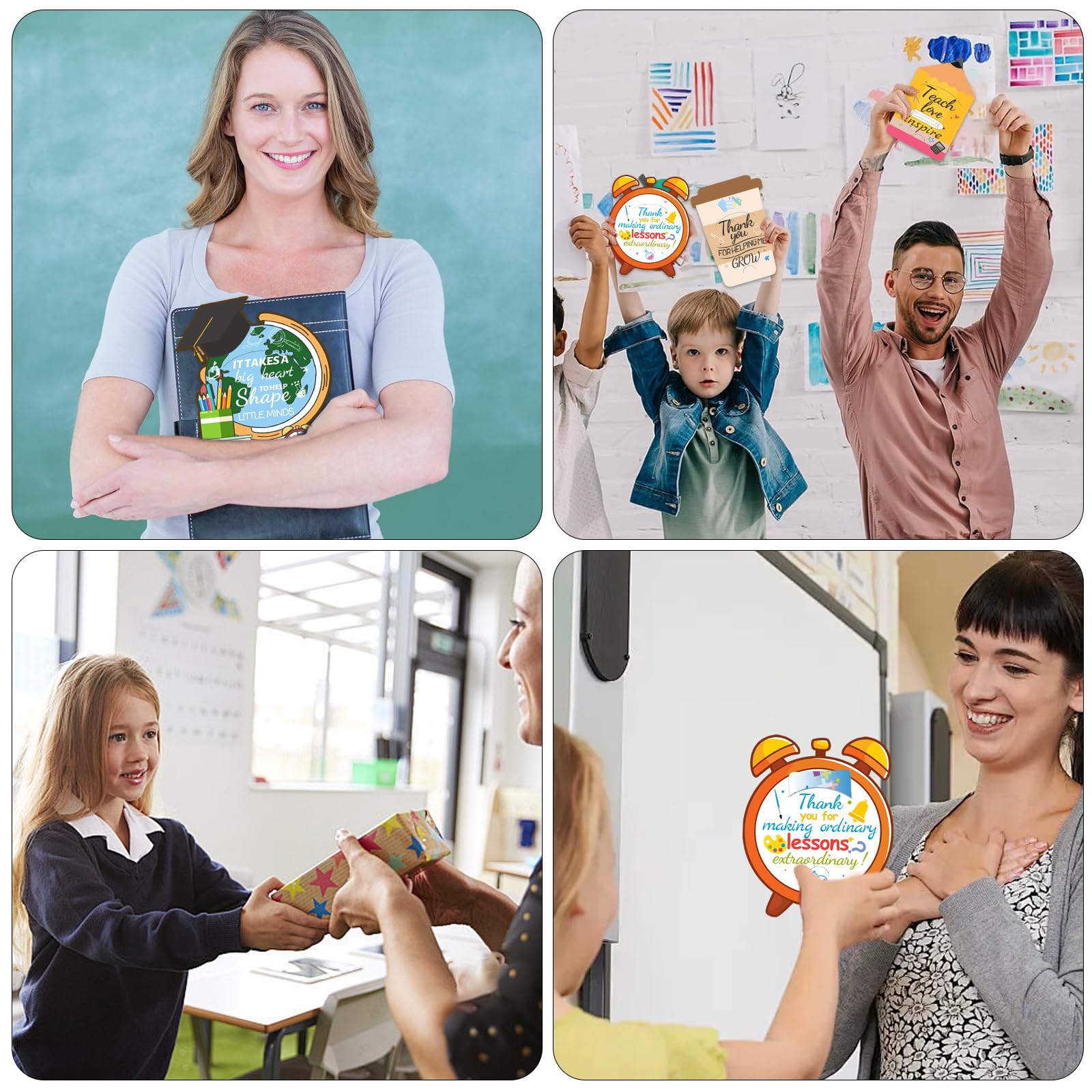 45Pcs 15 Styles Teacher Appreciation Gift Card Holders Bulk with 100 Styles Teacher Stickers–End of School Year Gifts Thank You Cards for Teachers Back to School or Teacher Appreciation Week Supplies