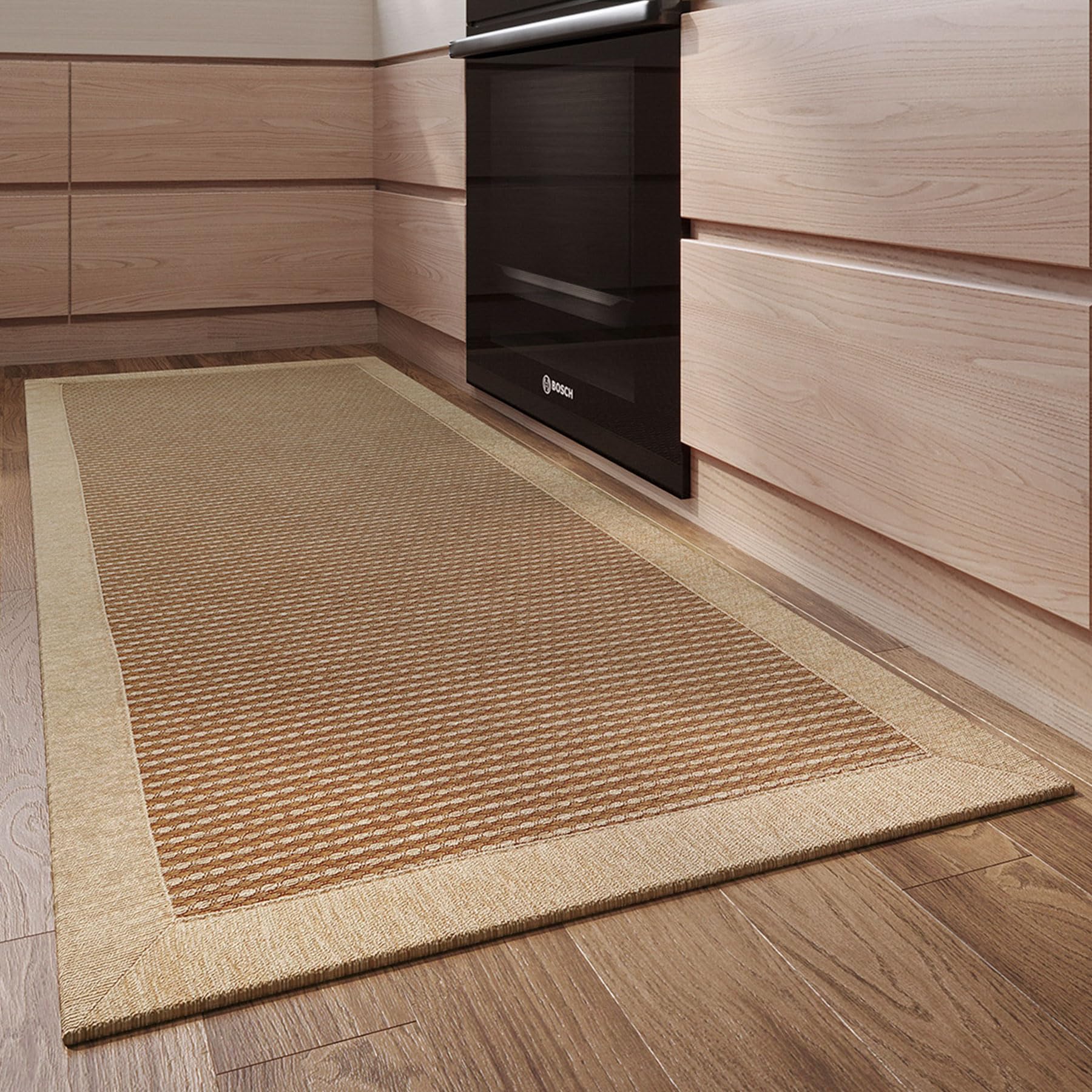 LUFEIJIASHI Large Kitchen Rugs and mats Non Slip Washable Kitchen Runner Rug Absorbent Farmhouse Style Kitchen Floor mats for in Front of Sink (Light Coffee, 20X70)