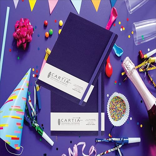 Miniatura 7 de Tela Linentouch fina de gamuza morada, cuaderno ejecutivo de tapa dura de 5.9 x 8.6 pulgadas, a rayas, certificado FSC, 2.82 ozsm, 160 páginas de