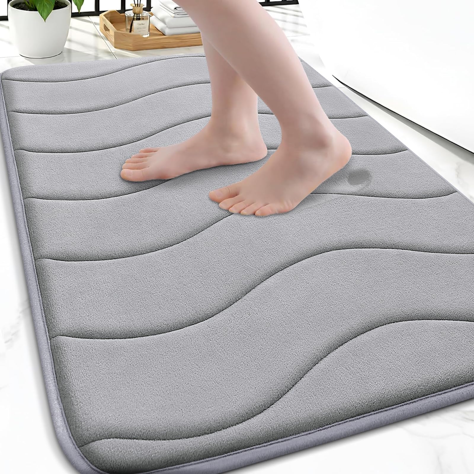 Smiry Memory Foam Bath Mat 32x20, Extra Soft and Absorbent Bathroom Mats