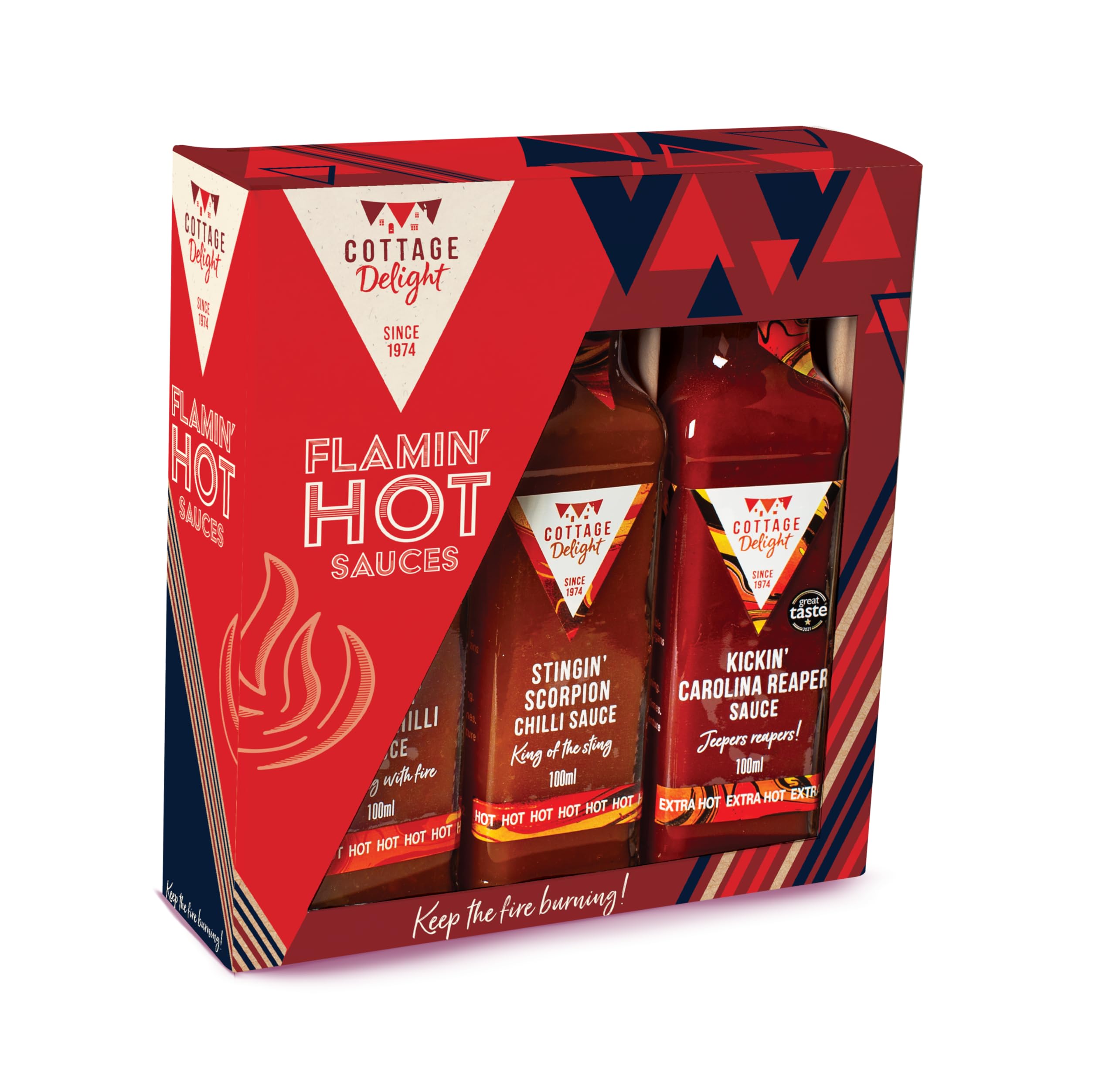 Cottage Delight Flamin' Hot Sauces Gift Set, 300ml