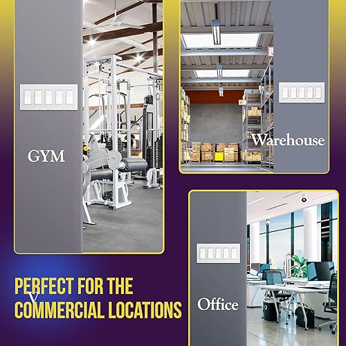 Miniatura 6 de ENERLITES SI8835-W-STICKER - Placa de pared decorativa sin tornillos para tomacorriente de 5entradas, segura para niños, 4.68 x 10.14pulgadas,