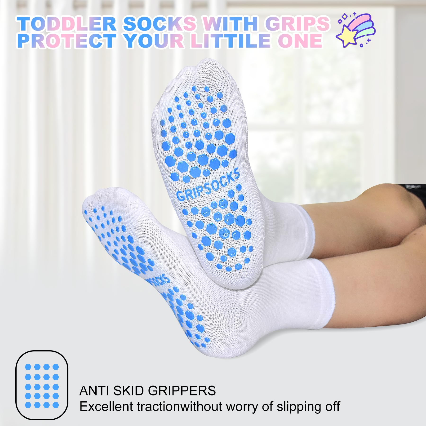 SkiBeaut 15 pares de calcetines antideslizantes para niños de 1 a 10 años