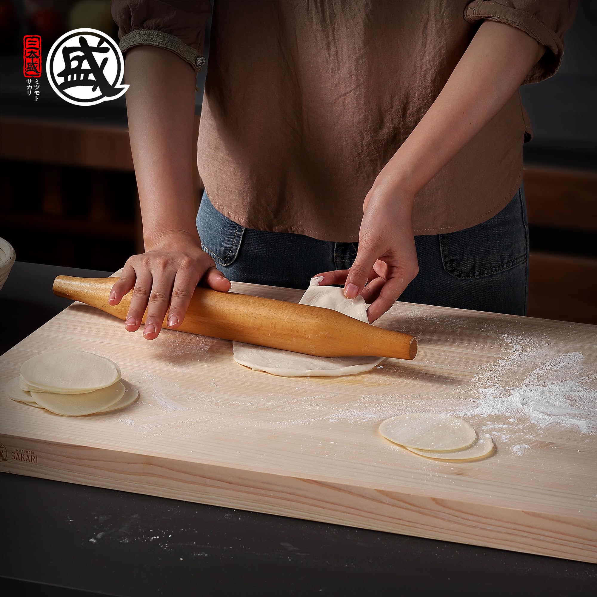 MITSUMOTO SAKARI 60*45*3.5 cm Tabla de Cortar Profesional de Ciprés Japonés | Madera Hinoki Maciza Natural, sin Recubrimientos, 3 Tamaños para Cocinas, Regalo Gastronómico Práctico