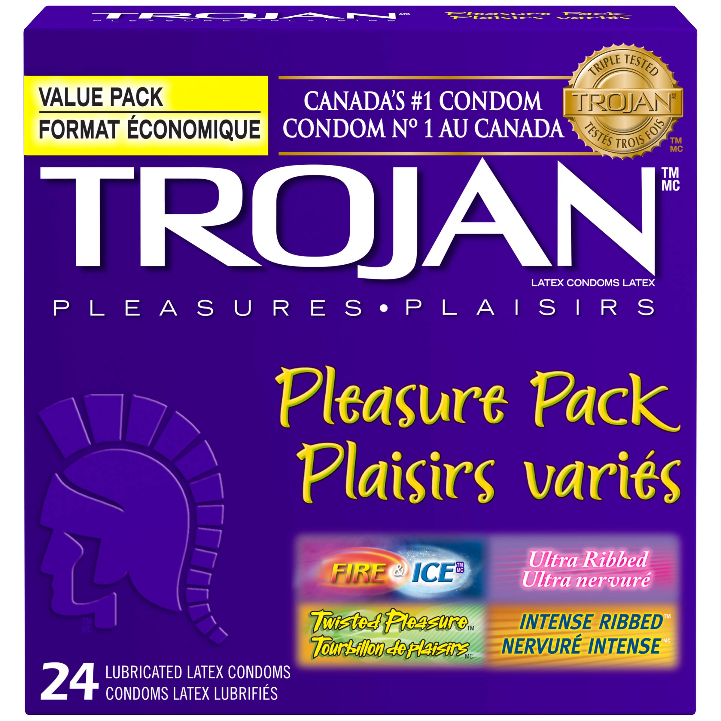 Trojan Pleasure Pack Twisted Premium Latex Condoms, 24 Count