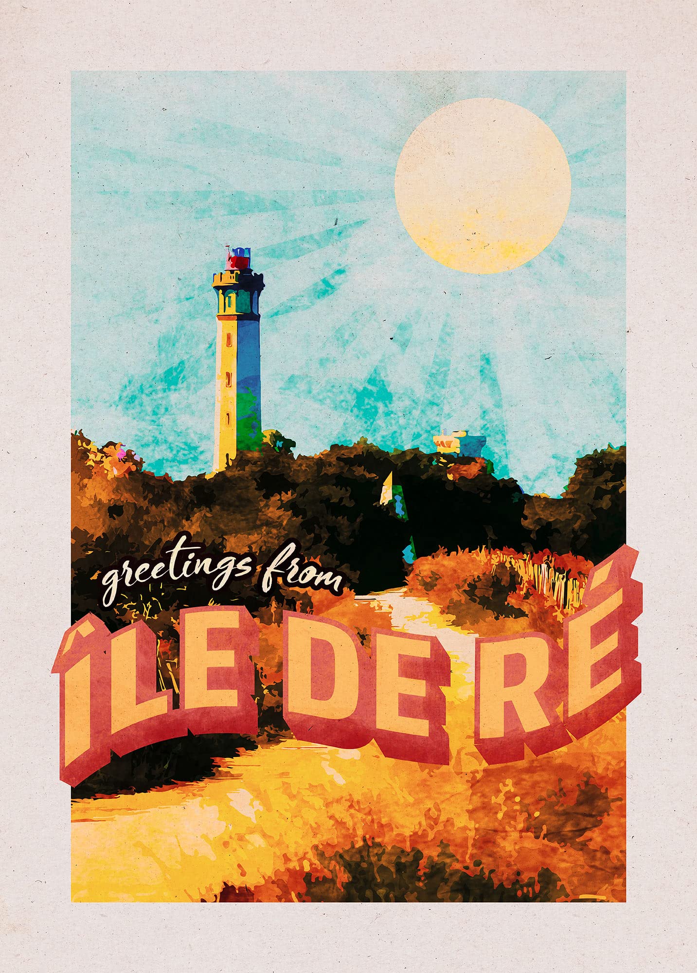 Komar Wandbild Vintage Travel Île de Ré, Poster 50 x 70 cm