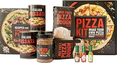 Pizza Set - 8 Pizza Flour, Italian Passata, Pizza Spices and Pizza Recipe Book + TABASCO 3 Bottles of 3.7 ml