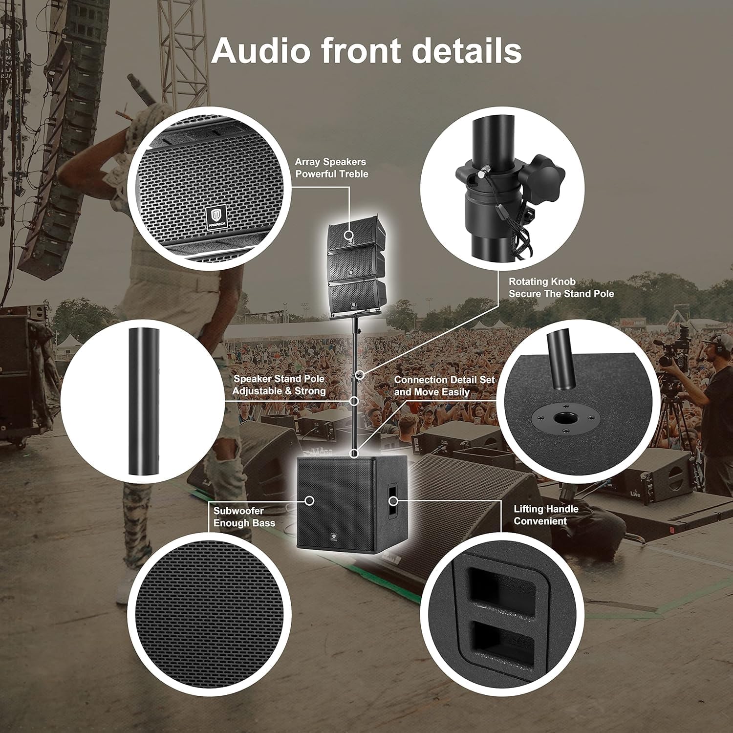 Professional 18INCH 8000W P.M.P.O Stereo Powered PA System, Line Array System Combo Set with Subwoofer, Bluetooth/USB Drive Read/SD Card/Remote Control for DJ, Performance, Home Outdoor Party, Events