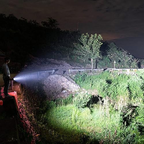 Miniatura 2 de MILAOSHU Foco recargable linterna LED de 90000 lúmenes luz de mano de caza al aire libre con trípode plegable para campamento senderismo