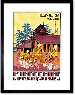Wee Blue Coo TRAVEL LAOS INDOCHINA PAGODA FESTIVAL JUNGLE FRANCE FRAME PRINT PICTURE F12X1258