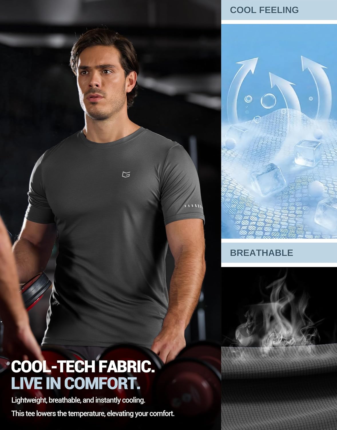 Men's Workout Breathable T-Shirts Dry Fit UPF 50+ Sun Shirts Lightweight Cooling Tee for Athletic, Running, Hiking - Image 4