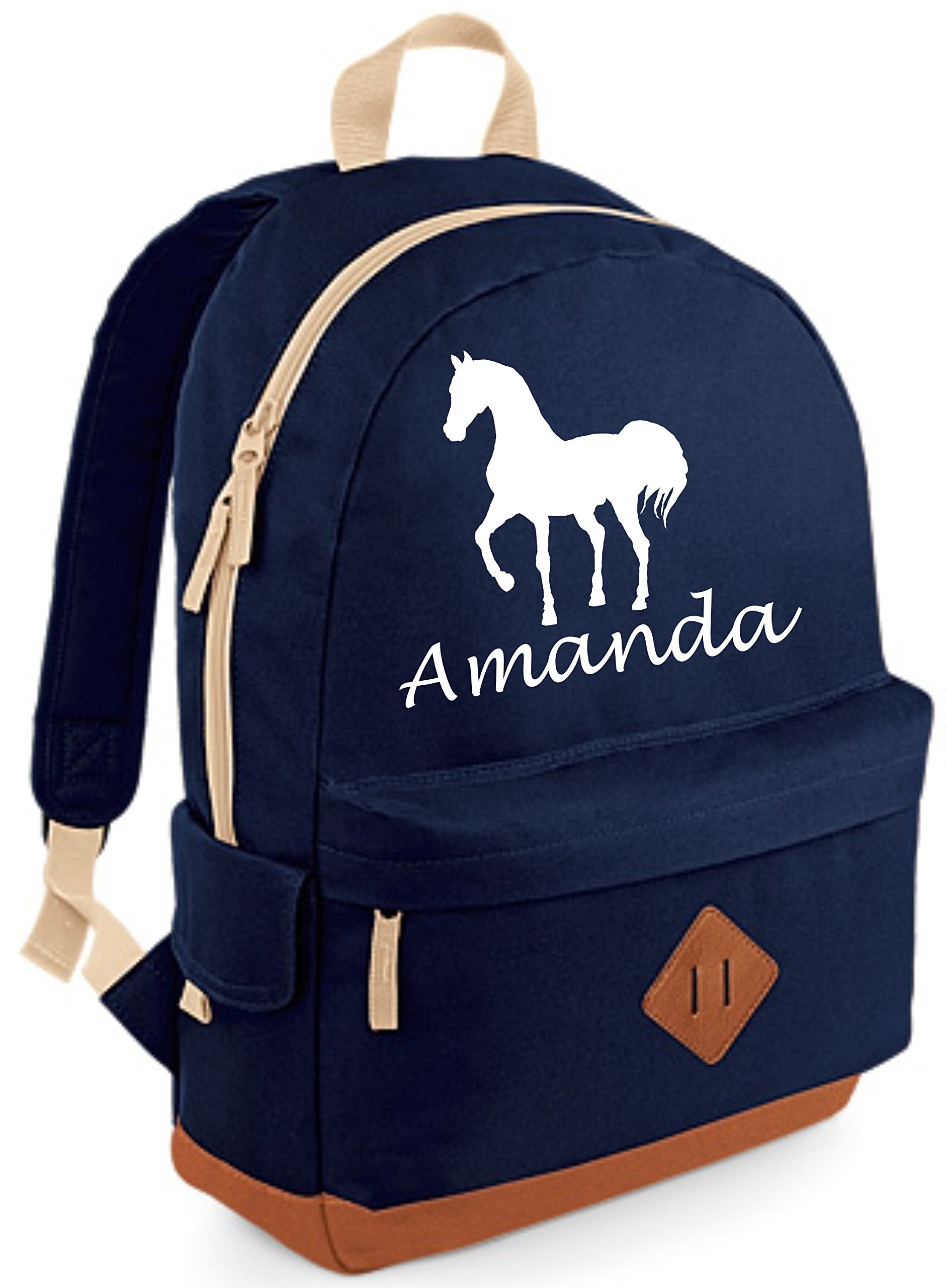 Edward Sinclair Personalised | Horse Design | with Name | Navy | Heritage | Backpack | (Please Goto Add Gift Options Enter name in FreeGiftMessageBox or send message to the seller once purchased)