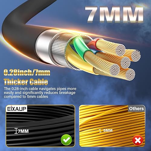 Miniatura 6 de Self Leveling Sewer Camera 165 ft/ 50 m, Built-in 512Hz Transmitter, 10.1" 1080P HD Monitor, IP68 Waterproof, 7mm Thicker Cable, Audio/DVR Recorder,