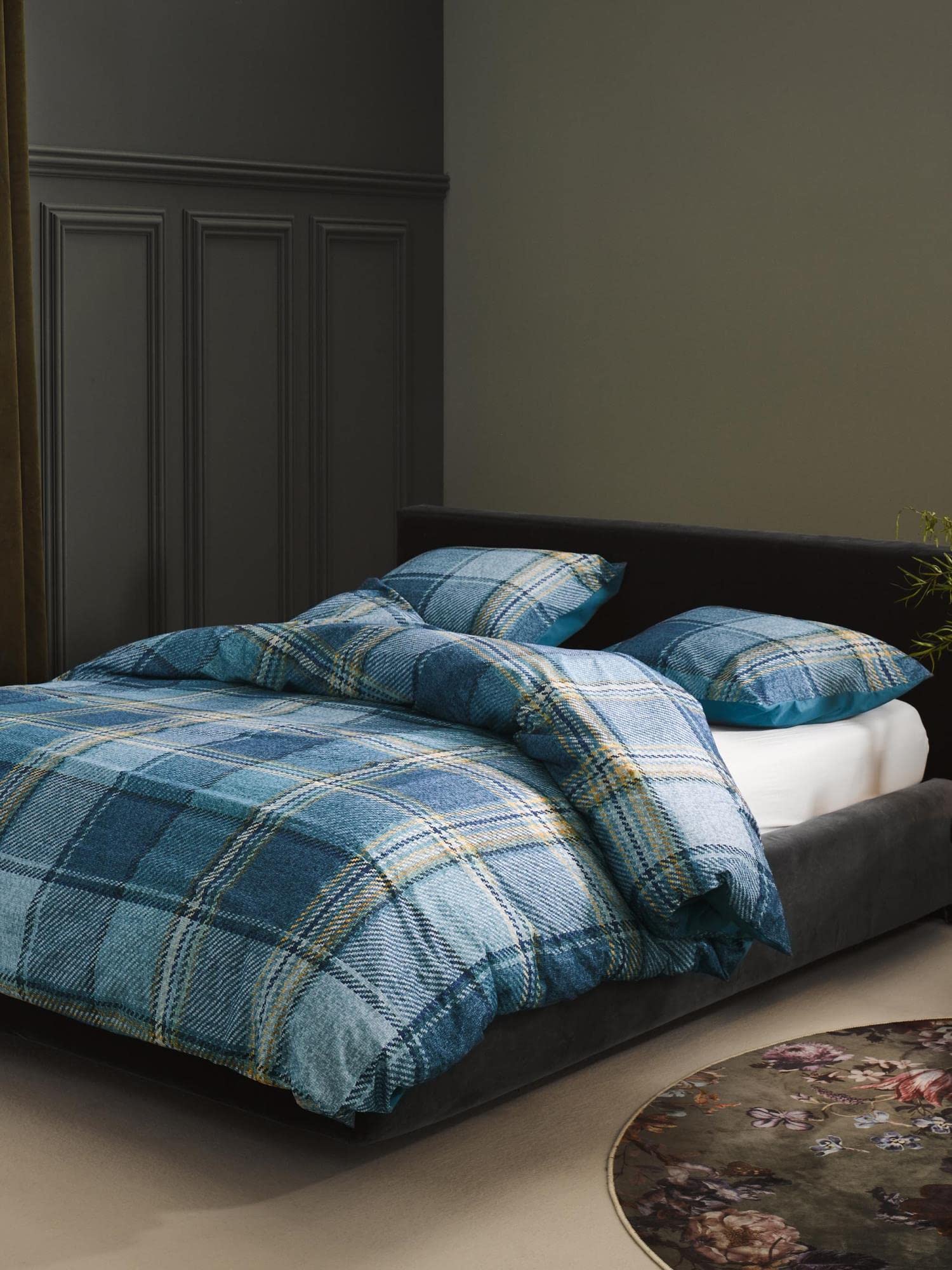 ESSENZA Bettwäsche Beau Blau Karo Muster Kariert Wendeoptik Winter Linien Flanell, Größe:135 cm x 200 cm