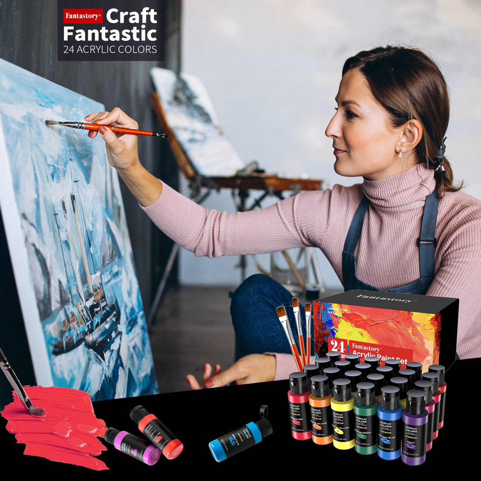 Buy Fantastory Acrylic Paint Set, 24 Classic Colors(2oz/60ml