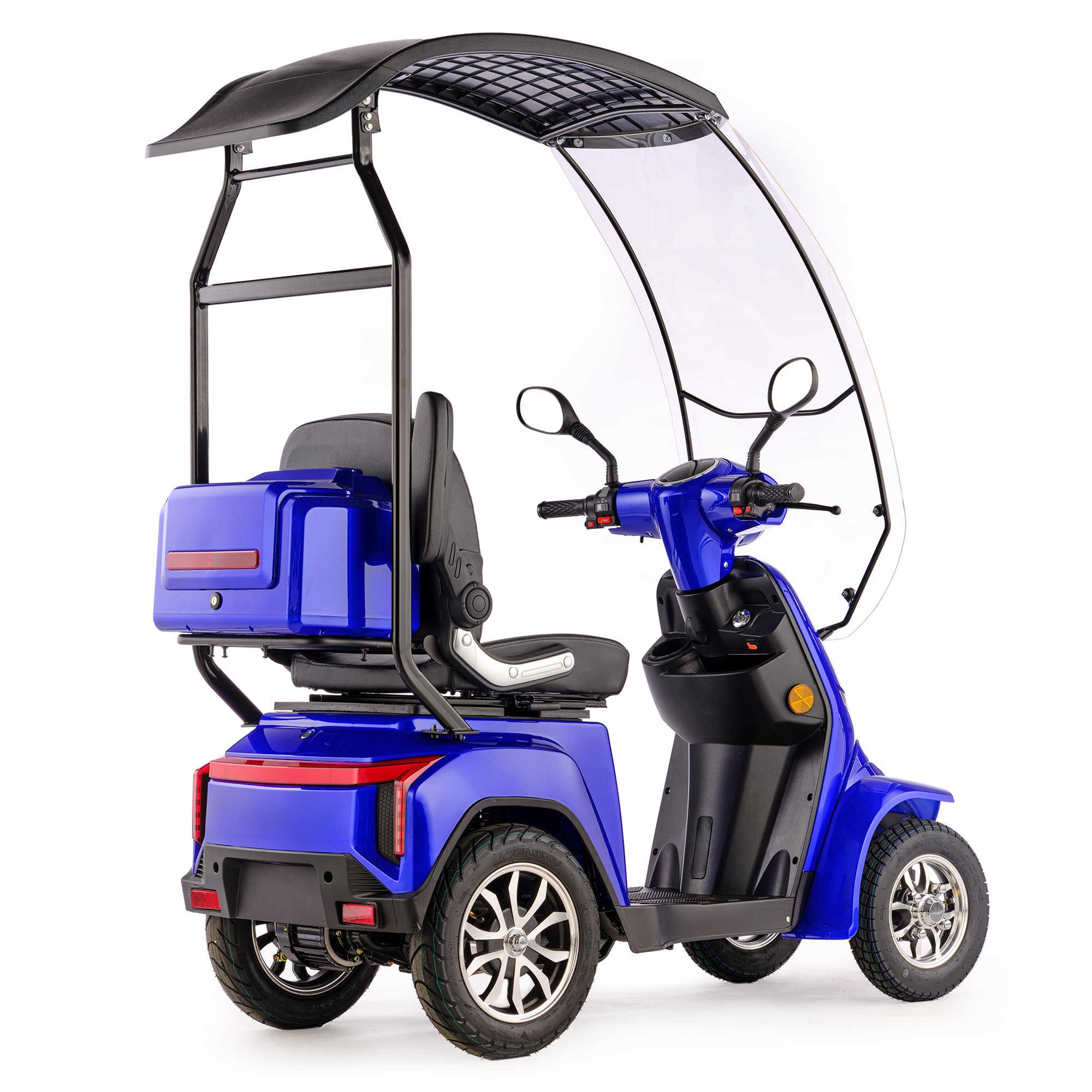 VELECO Gravis – 4-kołowy pojazd mobilny, w pełni zmontowany i gotowy do użycia – bezpieczny i stabilny – pełne oświetlenie LED – przestronne przechowywanie i uchwyt na kubek (niebieski)