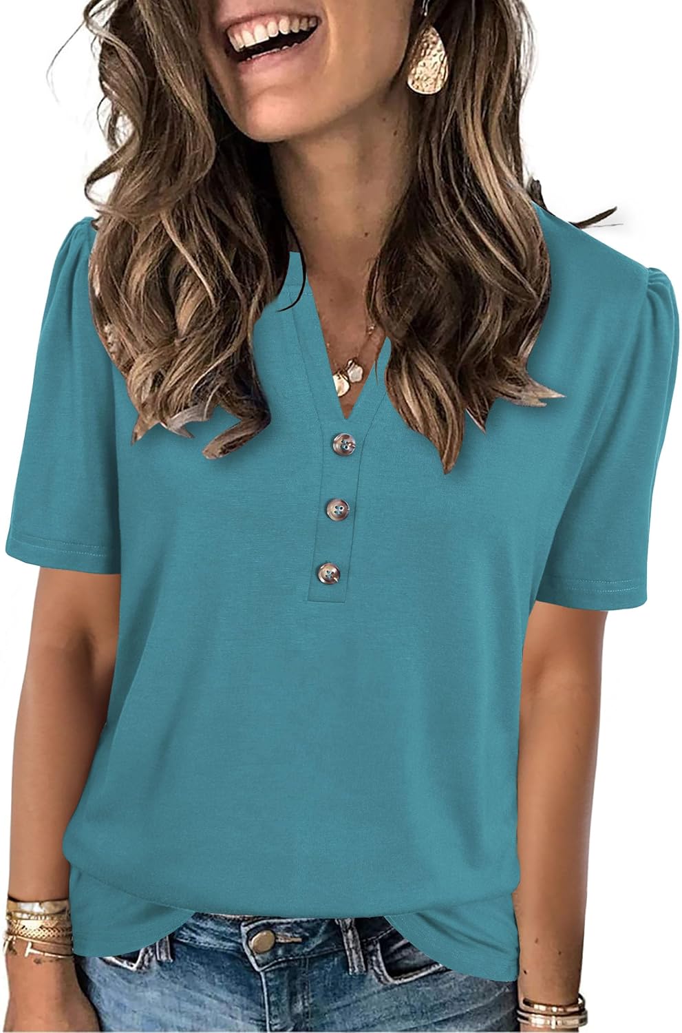 Womens Tops Summer 2025 Short Sleeve Casual Shirts Fashion Loose Fit Clothes