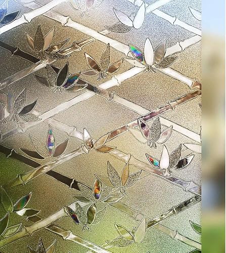 Miniatura 71 de rabbitgoo Película de privacidad para ventana, 3D decorativa vitral, adherencia estática, bloqueo solar, adhesivo de vinilo extraíble, carámbanos