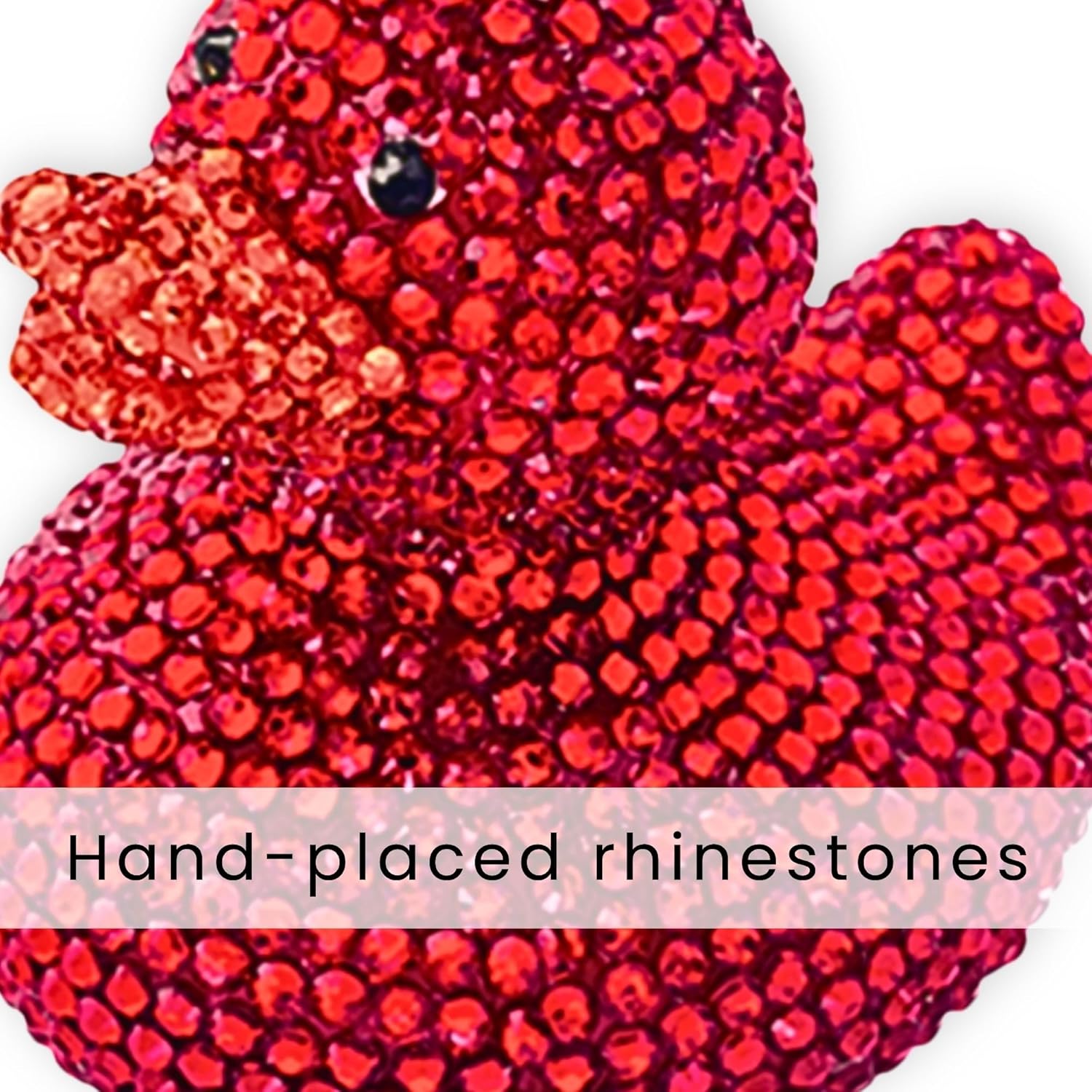 3.5” Rhinestone Cheer Duck Keychain – Sparkly Good Luck Charm, Backpack Charm, Mini Bling Gift (Bow Optional)