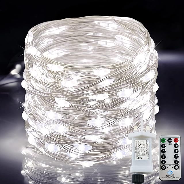 Fairy Lights, 220LED 25M/ 8 Modes Low Voltage String Lights Waterproof Outdoor/Indoor Copper Fairy Lights with Remote Timer for Bedroom, Balcony, Party, Wedding, Christmas (Cool White)