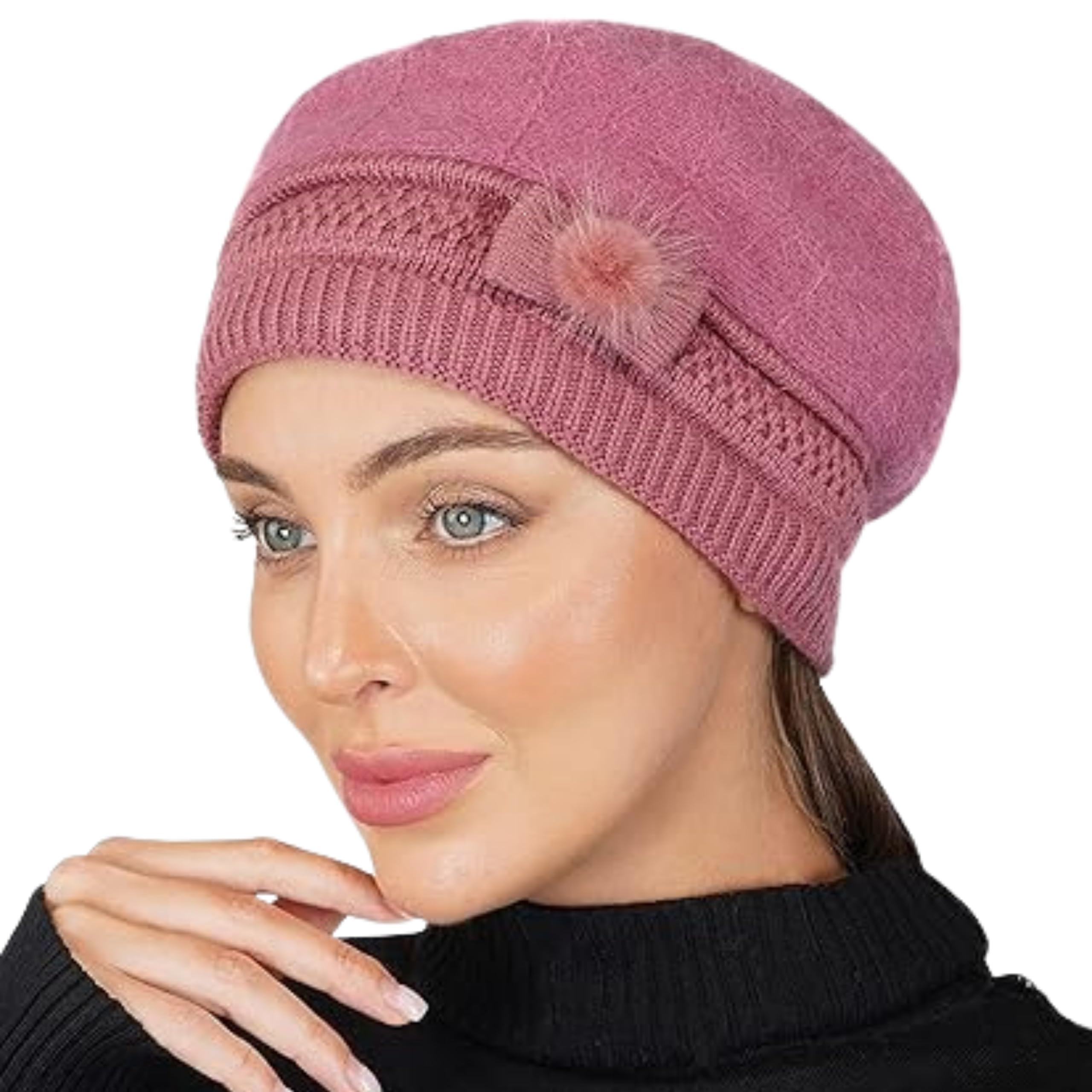Tomorrow Winter Beanie Cap for Women, Winter Visor Hat, Beret Cap for Women, Warm Beanie hat, Knit Beanie Cabbie Stylish, Winter Visor Cap, Faux Fur Warm Skullcap-image-25