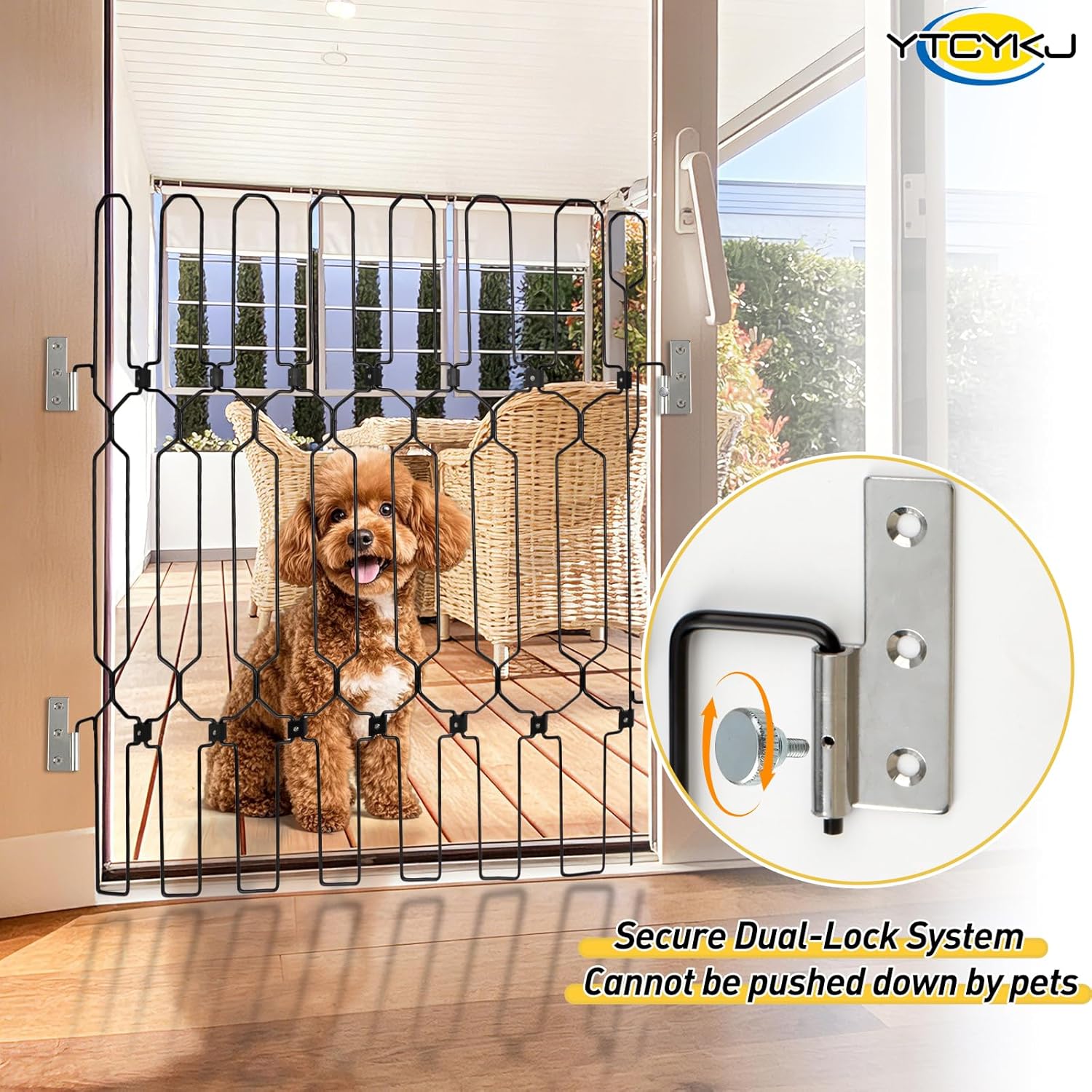 Retractable Pet Gate for Front Door - 35.4" Extra Wide, 30.7" Tall Heavy Duty Metal Retractable Door Barrier, Easy Install Safety Dog Gate for Front Door, RVs to Prevent Dogs from Dashing Out