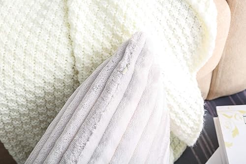 Miniatura 4 de TangDepot - Juego de 2 fundas de terciopelo suave a rayas grandes de pana para cojín