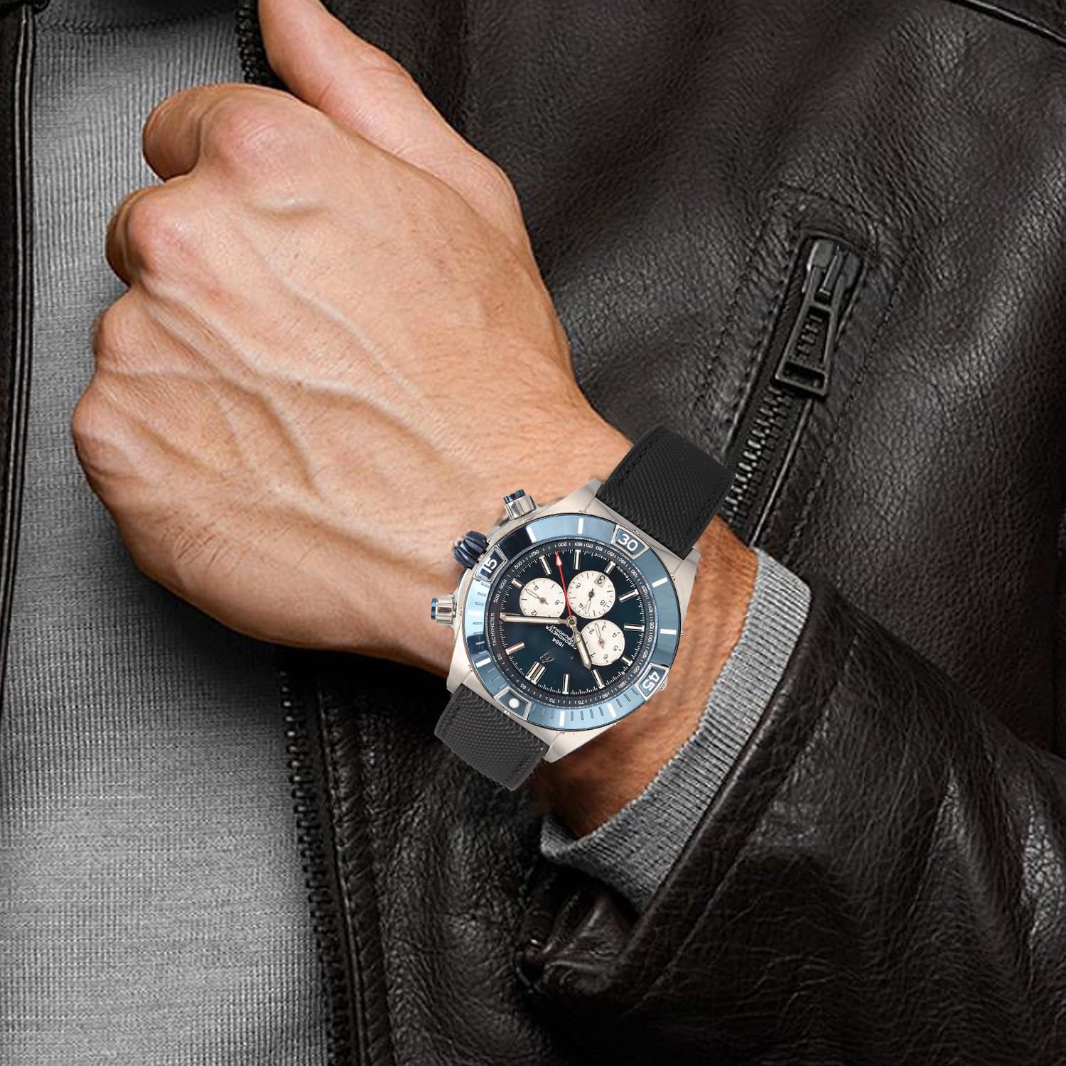 FKM Caucho Nylon Reloj Correa 20mm 21mm 22mm 23mm 24mm Fluorubber Impermeable Suave Transpirable Durable FKM Caucho Reloj Correa Universal de Recambio para Hombres Mujeres