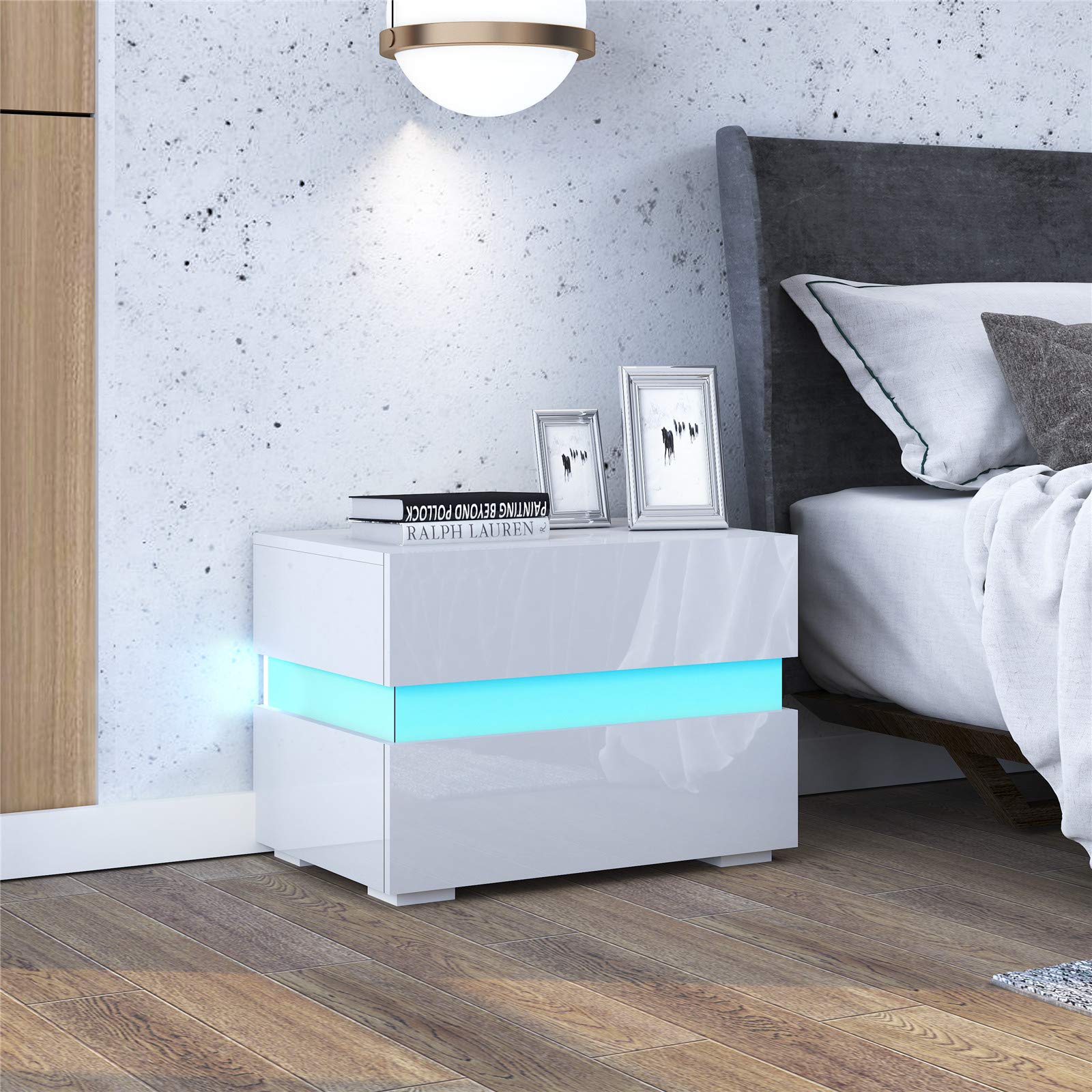 Bedside Table White Bedside Table High Gloss Bedside Cabinet Led