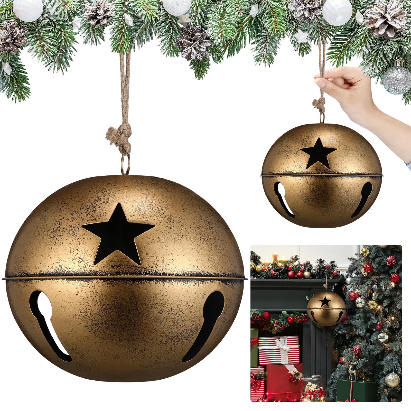 Amazon.com: Civaner 8 Inch Large Christmas Jingle Bells Rustic