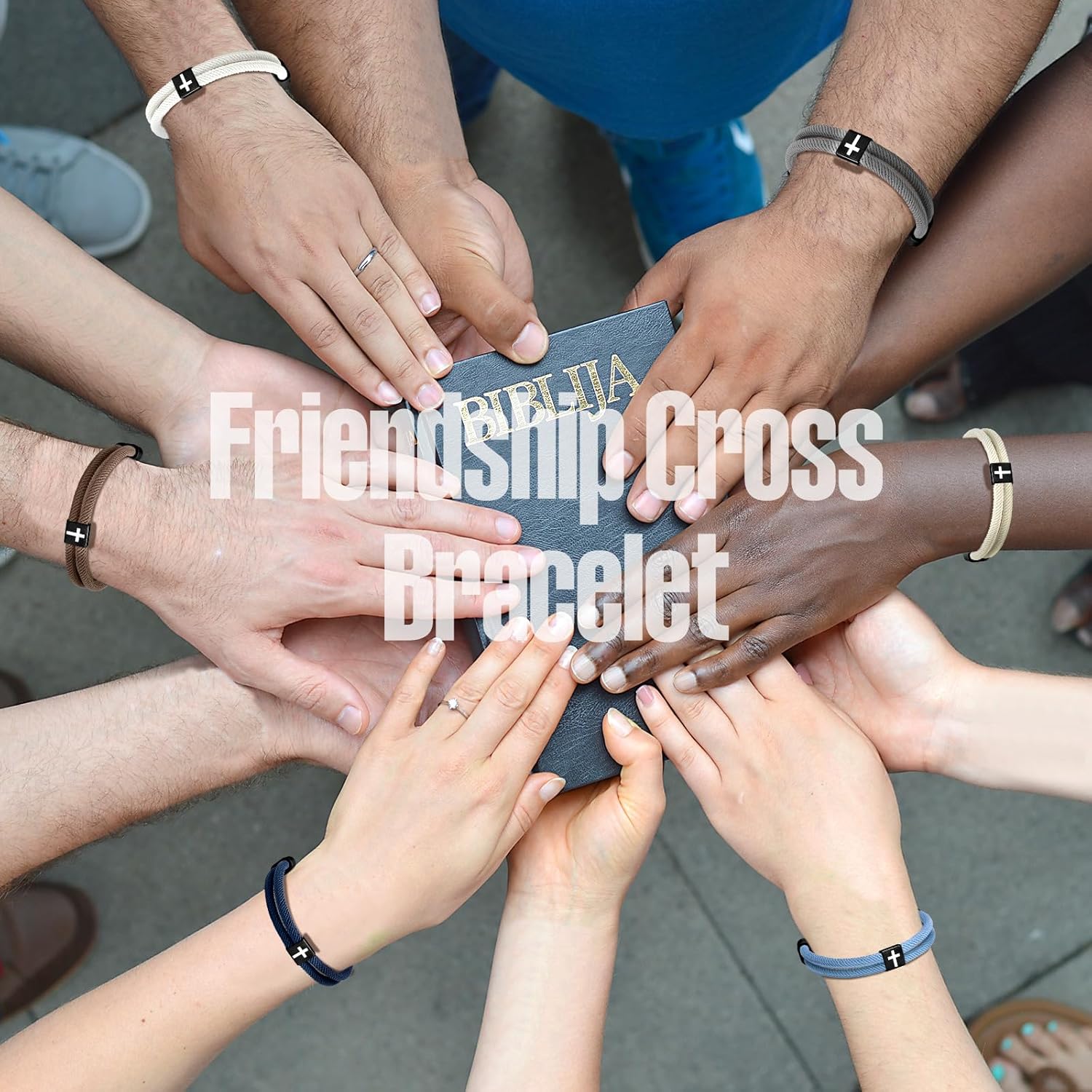 Landical 12 Pcs Braided Cross Bracelet for Men Women Christian Adjustable Rope Jesus Bracelets with Metal Knot Christian Baptism Gifts - Image 5