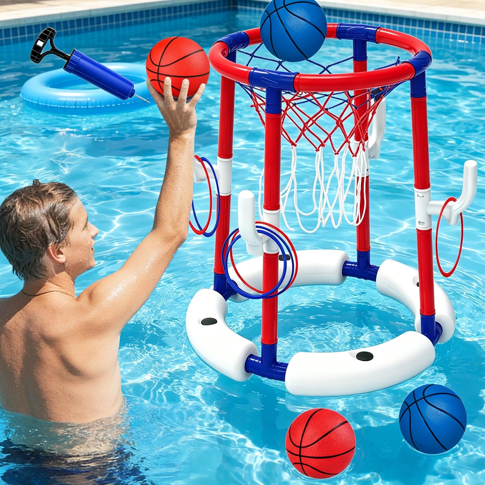 Schwimmender Basketballkorb für Pool, aufblasbares Spielzeug für Beachparty Hawaii