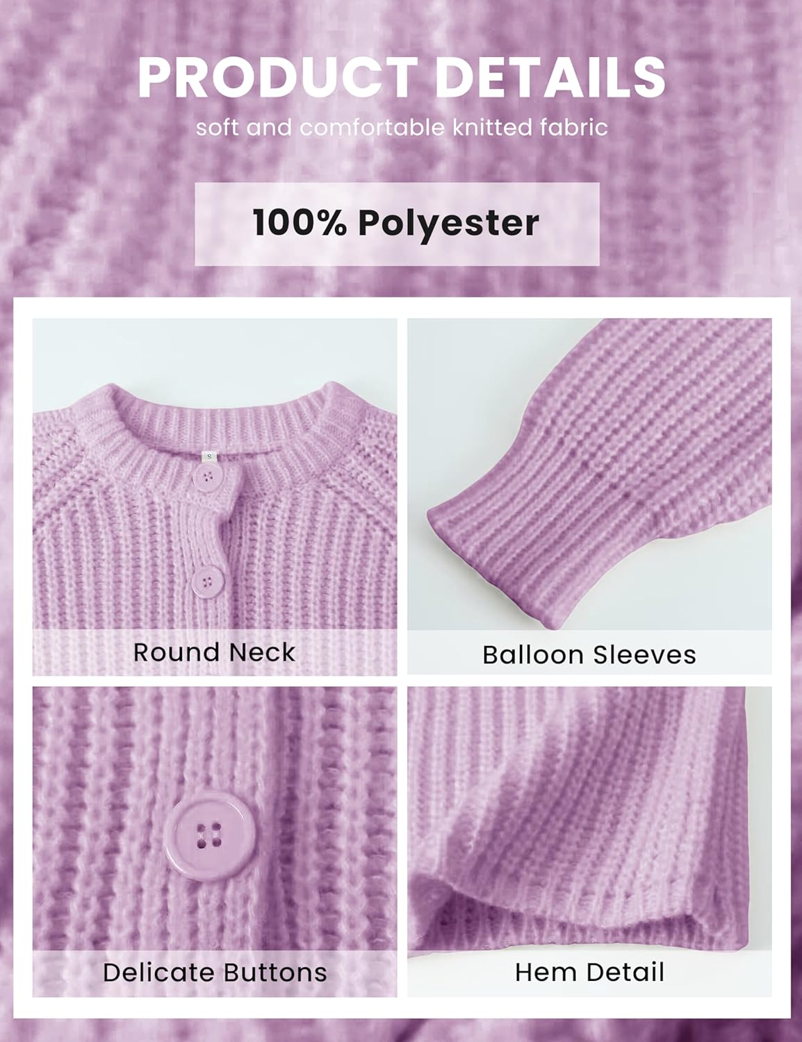 Bianstore Women's Casual Long Sleeve Crewneck Button Down Cardigan Sweater Knit Outwear - Image 5