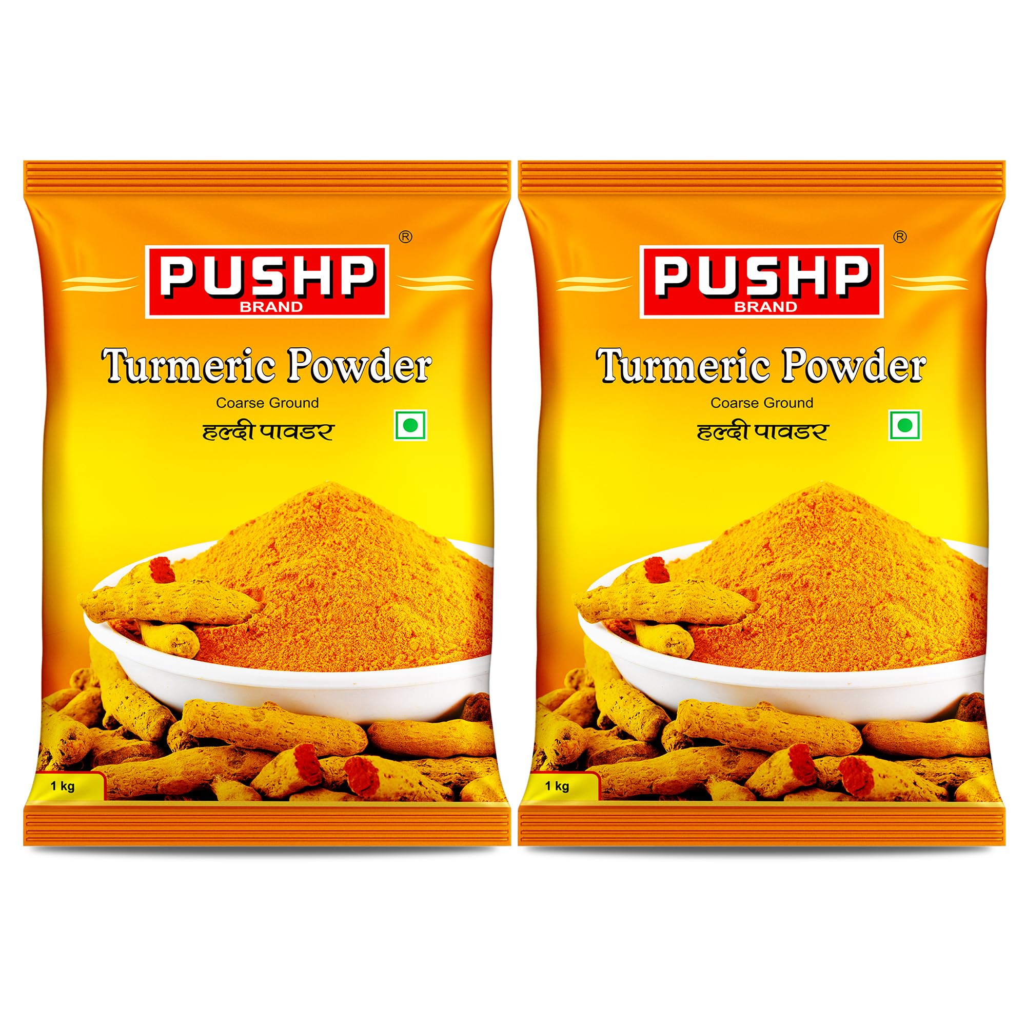 Pushp Brand Turmeric Powder Pouch (1kg Pack) (Pack of 2)