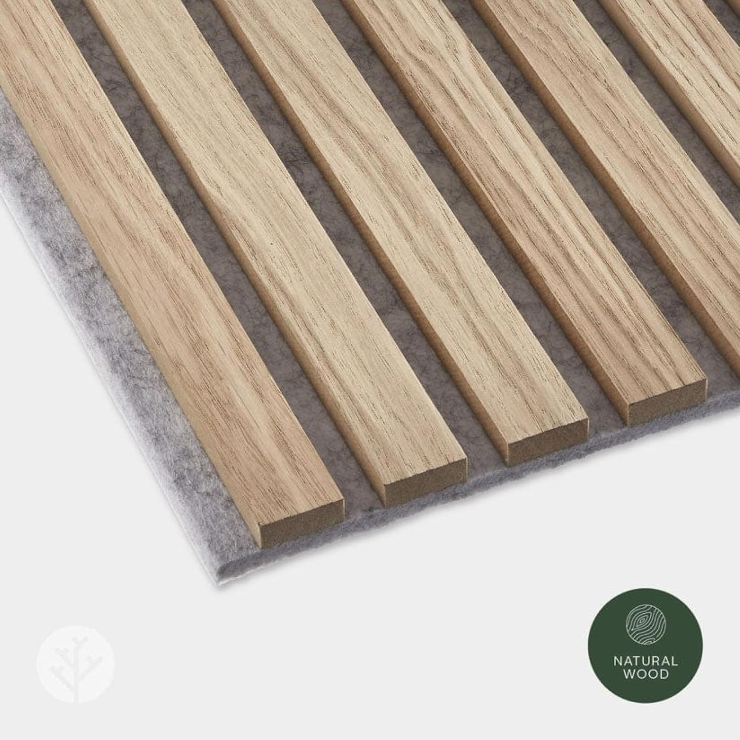 WVH Luxury American Oak Grey Felt Acoustic Slat Wood Wall Panels, Measures 94.49" x 25.20", Premium Finish, Interior Decor for Walls & Ceilings, Noise Cancelling & Sound Absorbing for Home, 2pcs