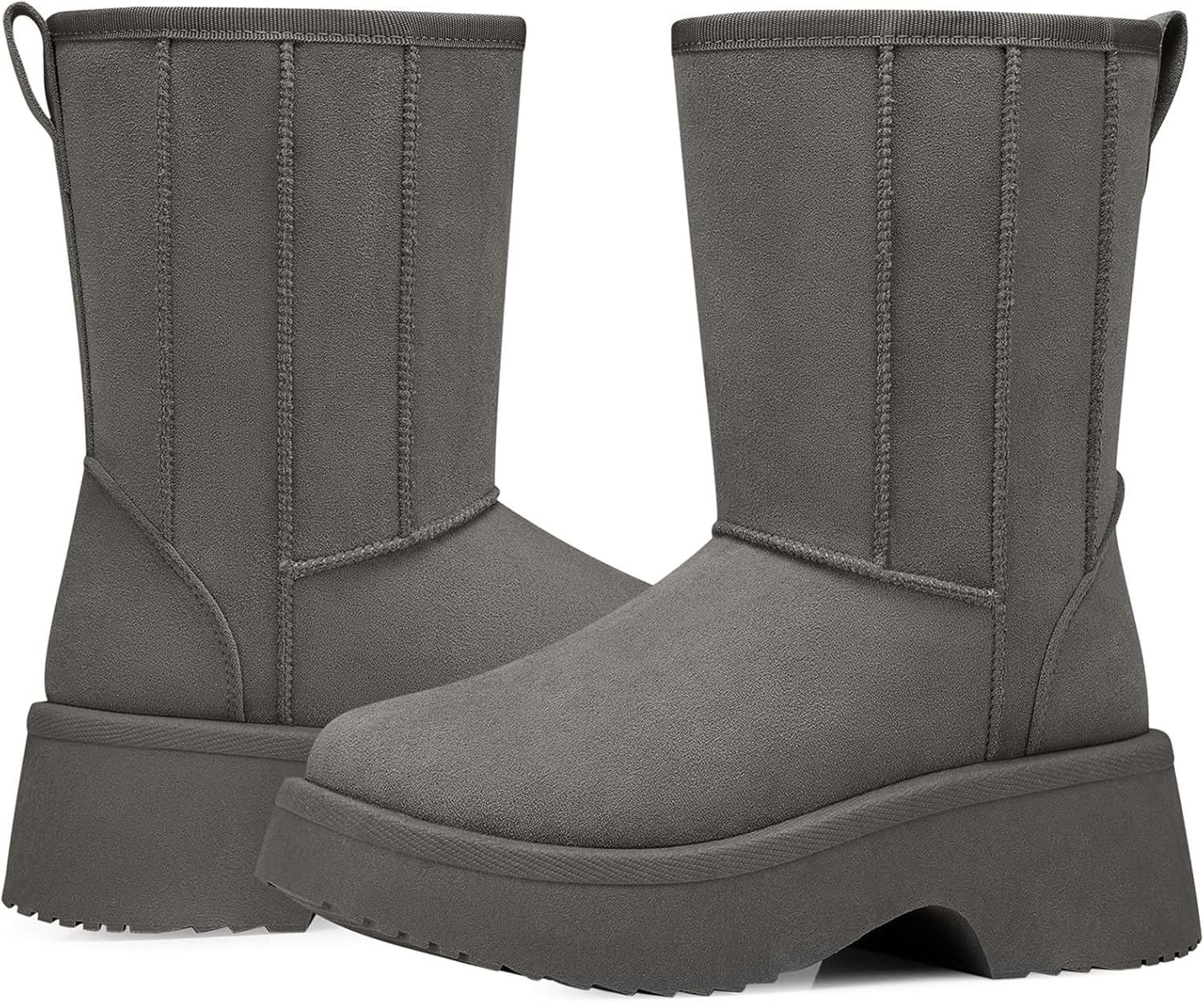 SHIBEVER Women's Snow Boots Winter: Suede Fur Lined Waterproof Anti-Slip Furry Platform Women Ankle Snow Boots