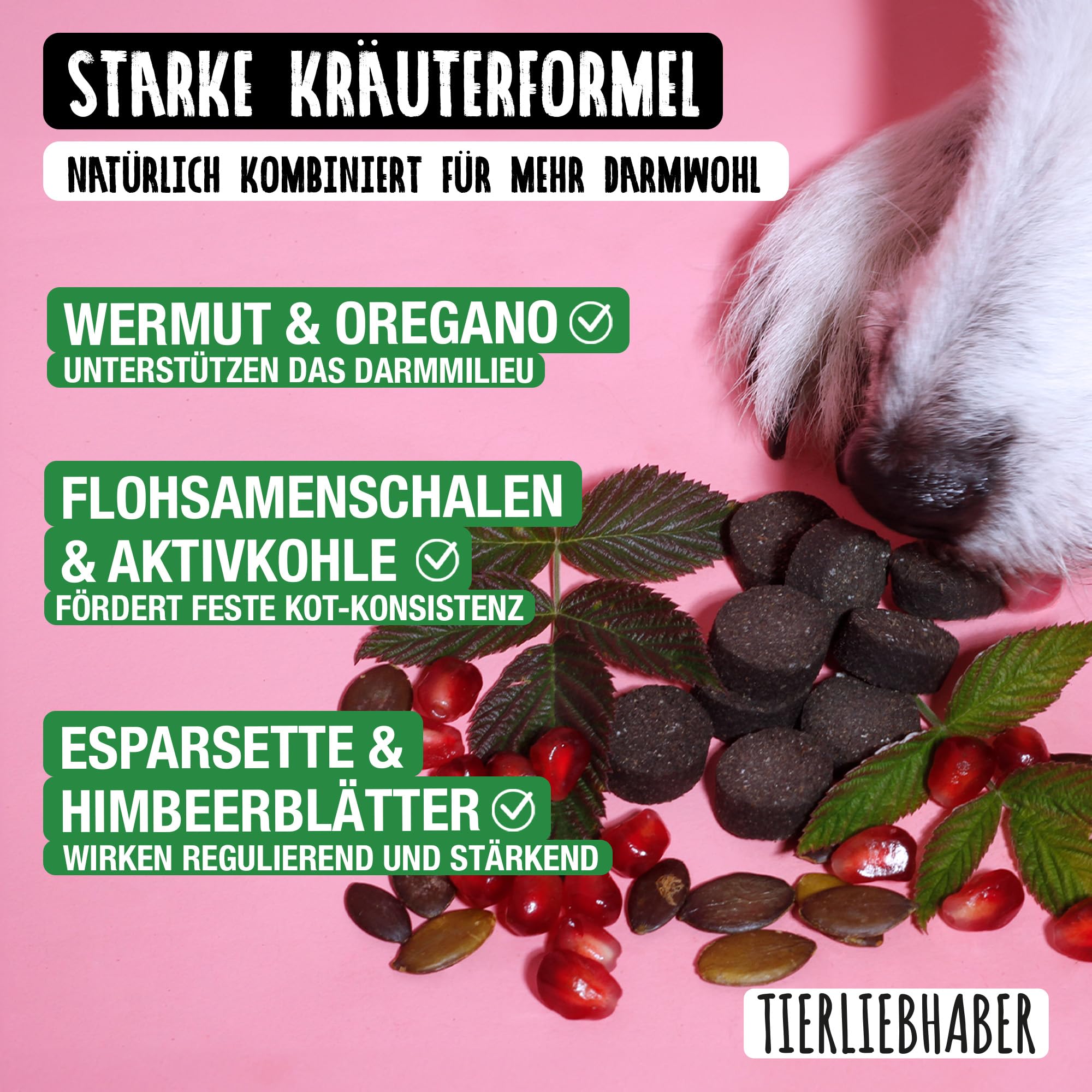 TIERLIEBHABER G-Snack Hundeleckerli – Ergänzung gegen unerwünschte Mitbewohner bei Hunden – Hunde Leckerlis zur Unterstützung bei Hund Darmflora aufbauen – 350g (ca. 115 Drops) Dog Treats