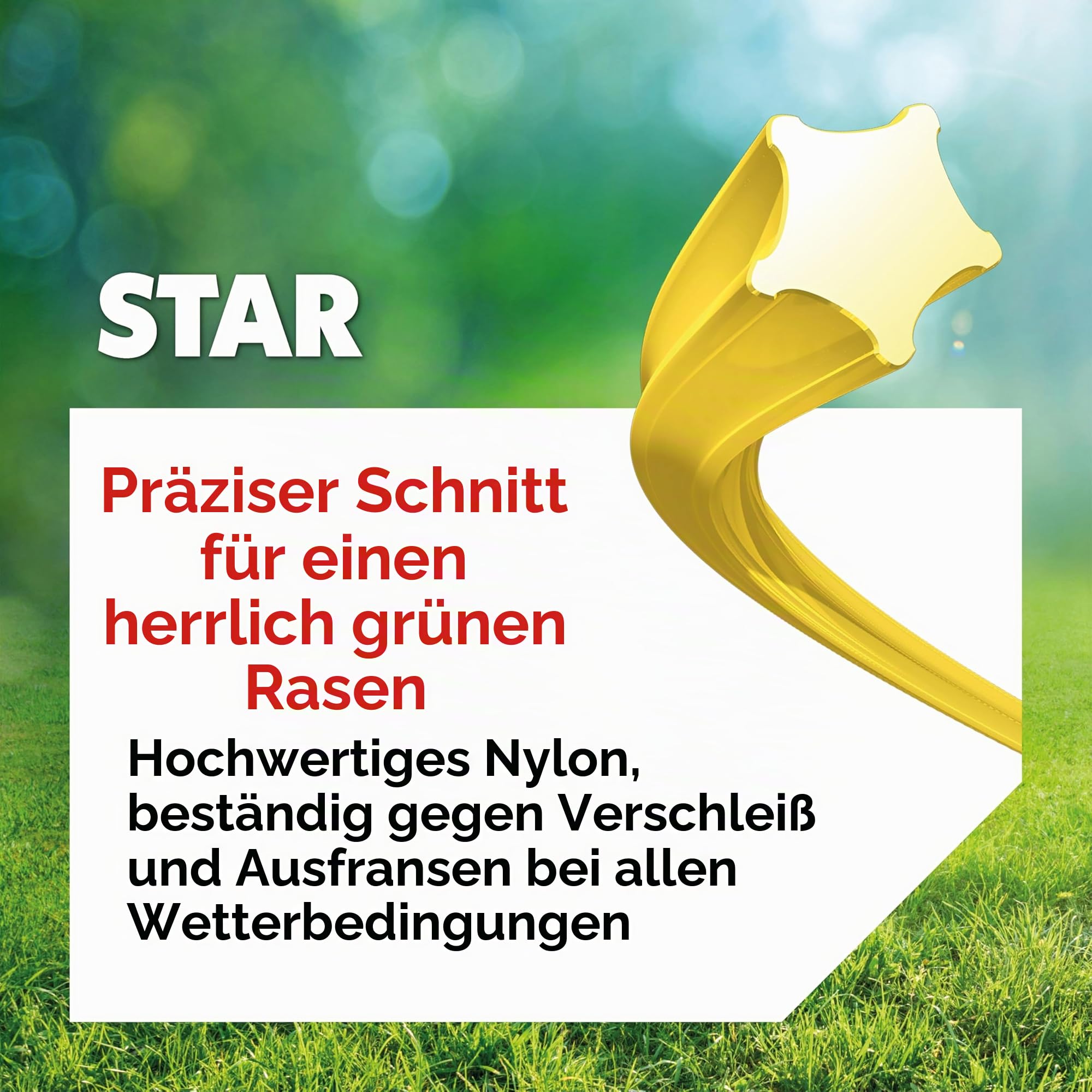 Oregon Sternförmiger Mähfaden 3 mm, Gelb, Für hohes Gras, Unkraut, Rasen und dichte Vegetation, Robuster Profi-Nylonfaden, Für die meisten Rasentrimmer, 3,0 mm x 212m (69-461-Y)