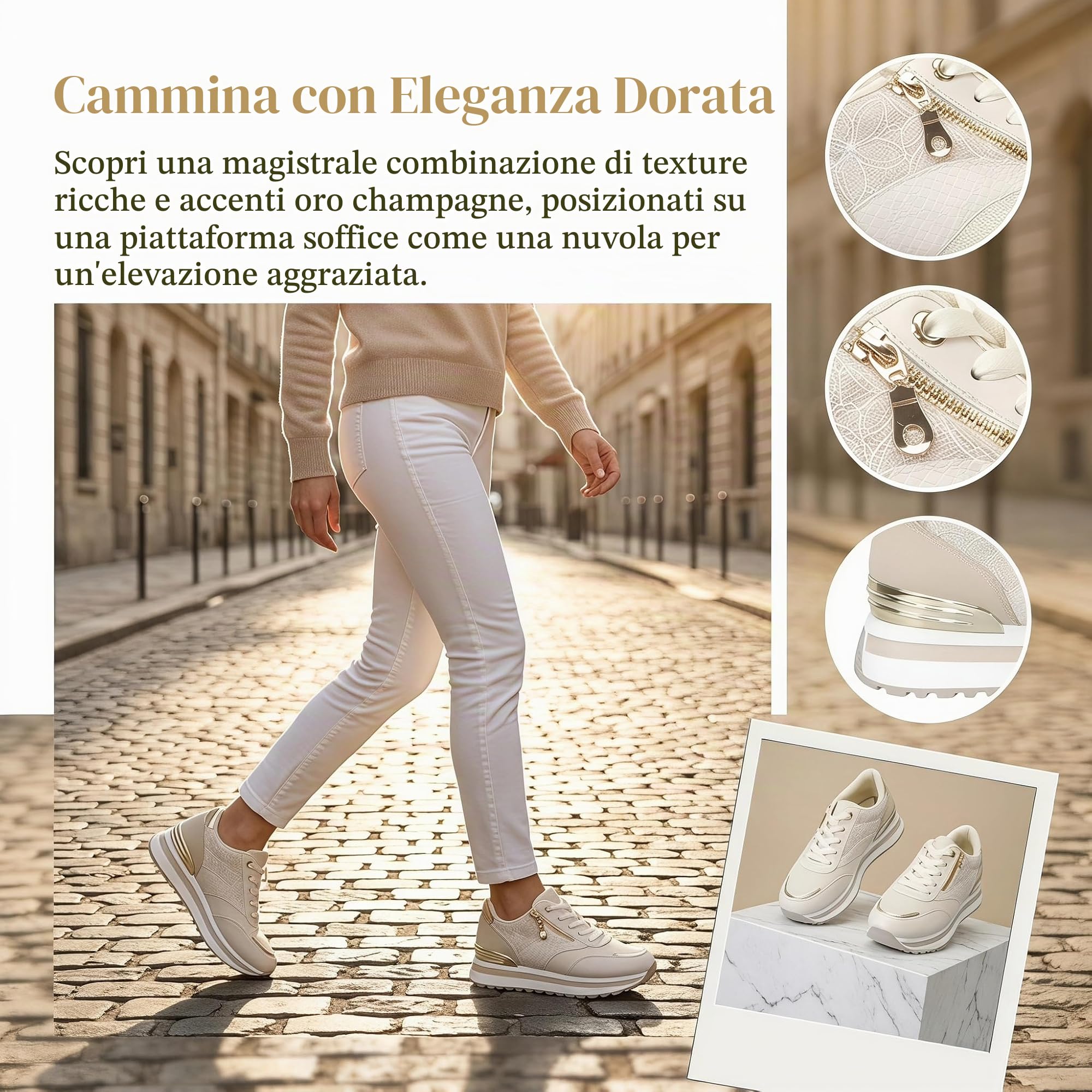 JOMIX Scarpe Donna con Lacci e Zeppa Plateau Sneakers Sportive Leggere Traspiranti Antiscivolo Casual per Corsa Camminata Fitness Yoga Outdoor Palestra