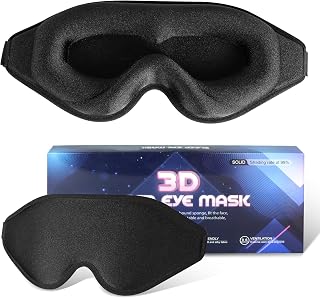 Sleep Mask for Men Women,Upgraded 3D Deep Contoured Eye Covers for Sleeping with Adjustable Strap,Block Out Light, Soft Comfort Eye Shade Cover for Travel Yoga Nap (1pcs, Black)
